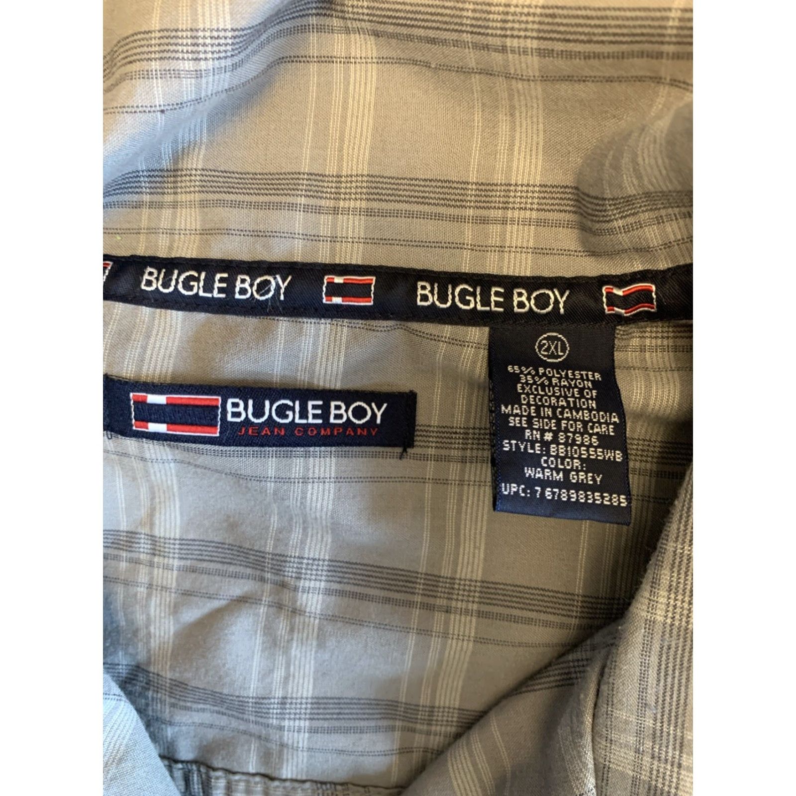 Bugle Boy VINTAGE Bugle Boy Button-Up Shirt 2XL Gray Eagle Print Short Sleeve Plaid Pocket Men 90s Preppy Mens Size US XXL / EU 58 / 5 - 5 Thumbnail