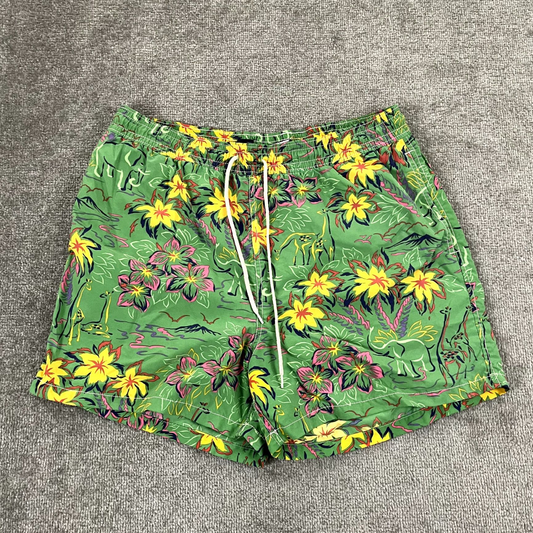 Polo Ralph Lauren Polo Ralph Lauren Swim Trunks Mens XL x 4.5" Green Floral Animals Lined Preppy Size US XL / EU 56 / 4 - 2 Thumbnail