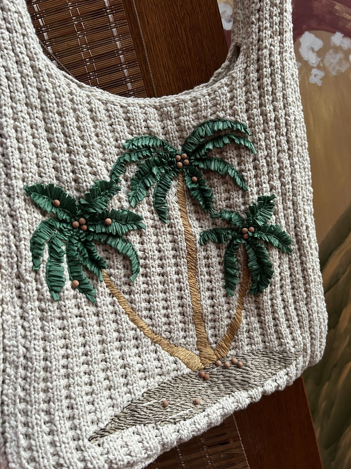 Alanui Alanui Palm Tree Embroidered Knitted Tote Bag Size ONE SIZE - 4 Thumbnail