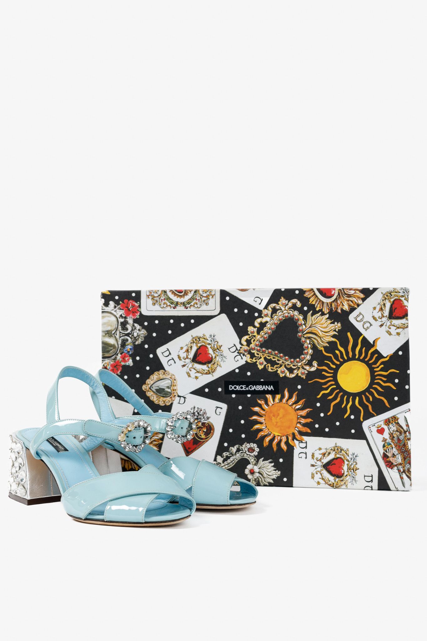 Dolce & Gabbana Dolce & Gabbana SS18 Patent-Leather Embellished-Heel Sandals Size US 7.5 / IT 37.5 - 12 Thumbnail