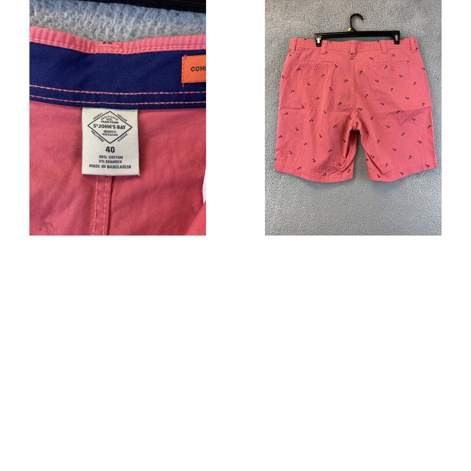 Vintage St. John's Bay Cargo Shorts Men 40 Elastic Waist 100% Cotton Outdoor/Active Pink Regular 10" Inseam Mens Size US 40 / EU 56 - 8 Thumbnail