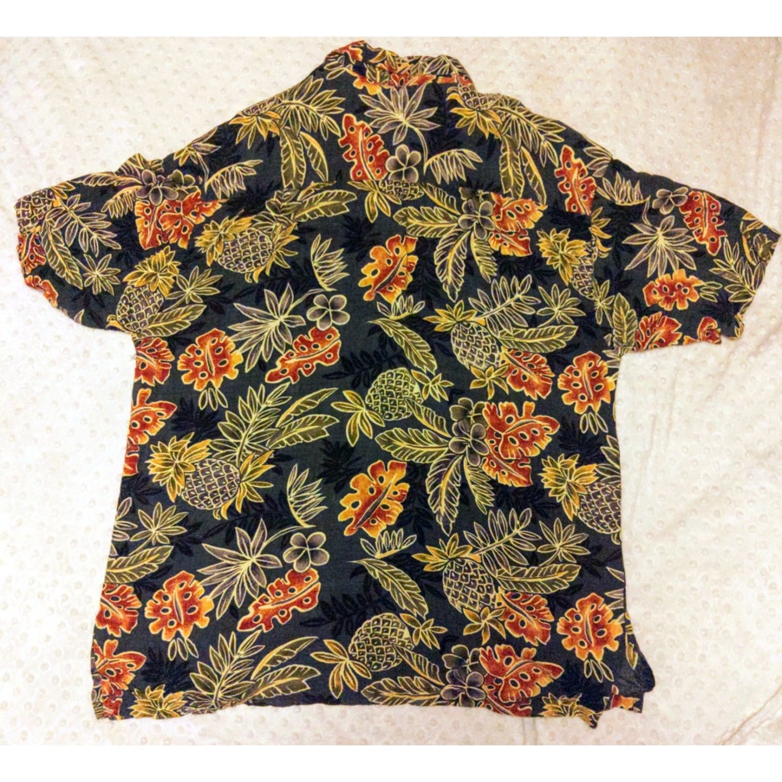 Vintage Pineapple Moon Hawaiian Shirt Men XL Black Floral Short Sleeve Button-Up Size US XL / EU 56 / 4 - 4 Thumbnail