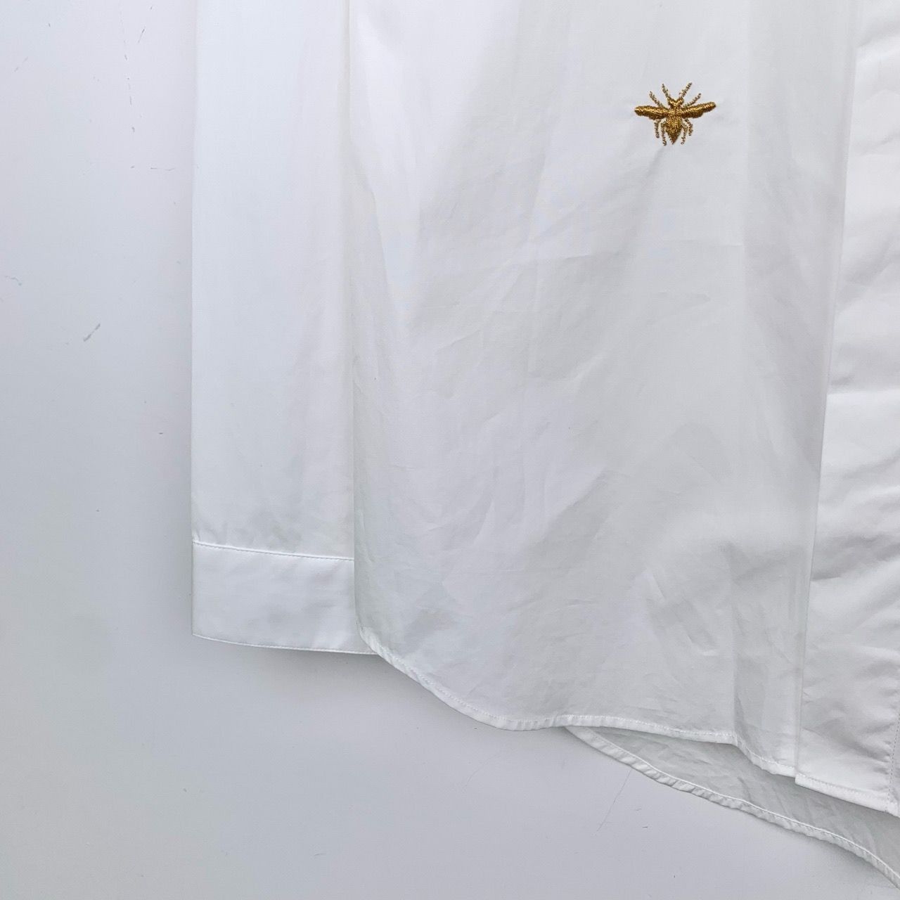 Dior Dior White Cotton Long-Sleeved Shirt W/ Gold Bee Embroidery Size US XXS / EU 40 - 6 Thumbnail