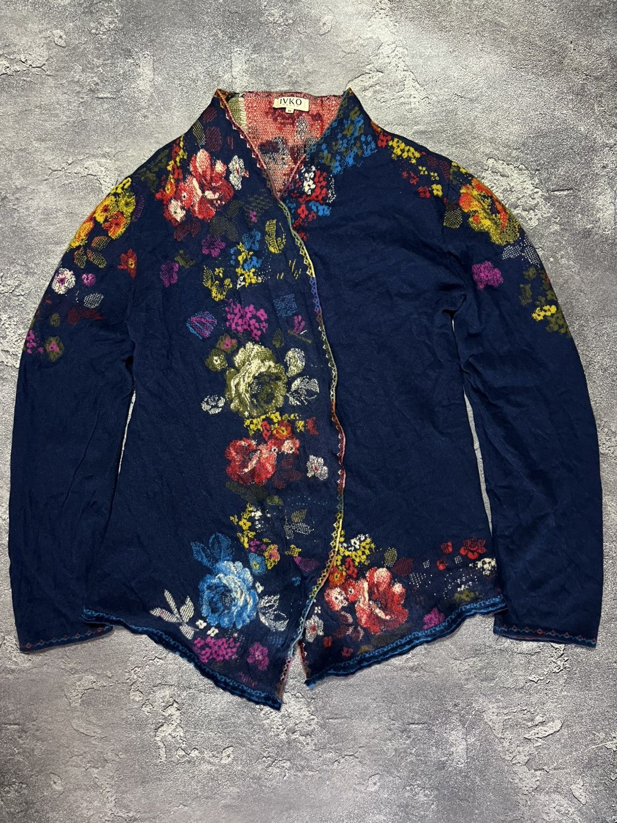Other Ivko Long Cardigan Knit Sweater Floral Wool Vintage Brocade Size S / US 4 / IT 40 - 1 Thumbnail