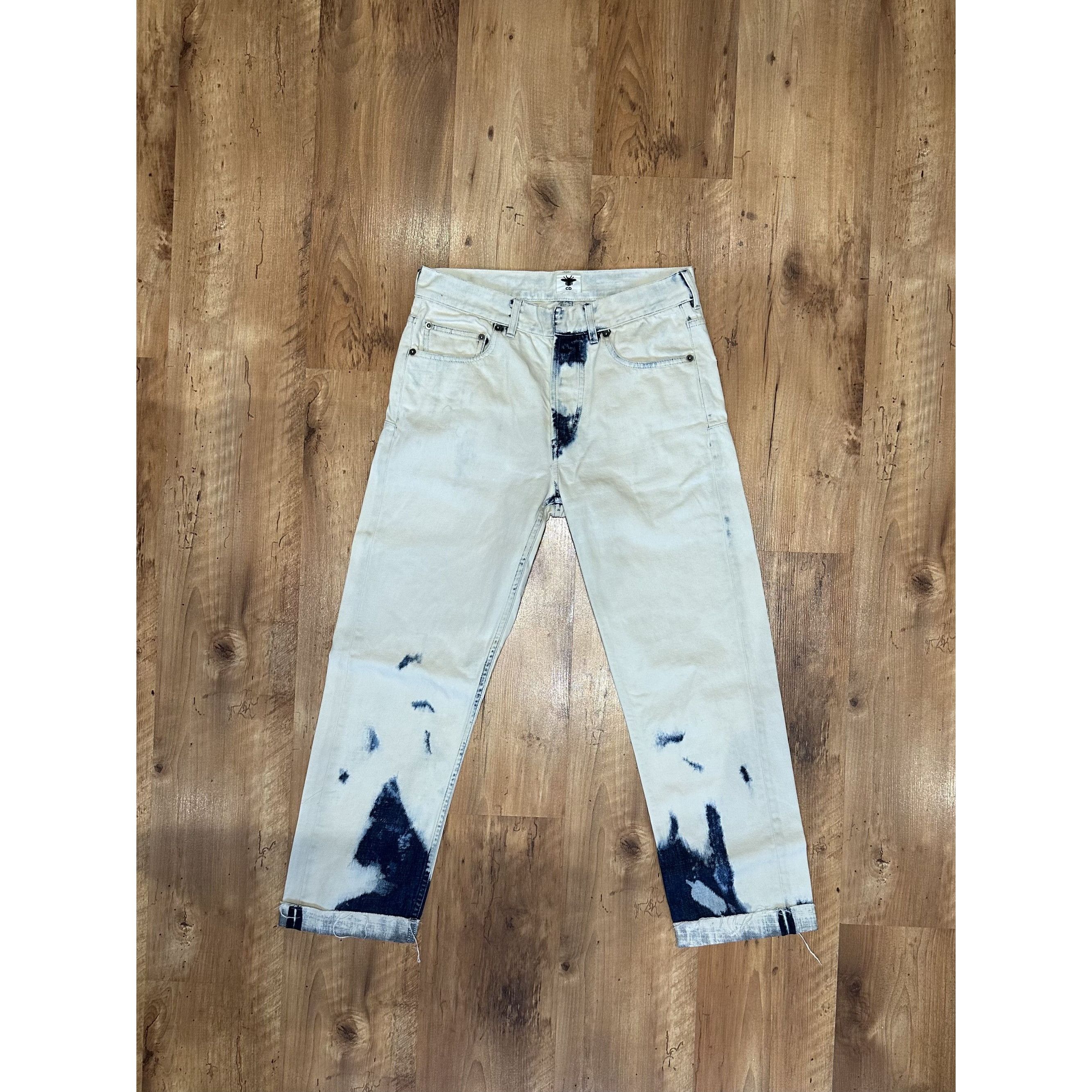 Dior Christian Dior Bleached Denim Jeans F34 Bee Logo Graphic Jea Size 34" / US 12 / IT 48 - 1 Thumbnail