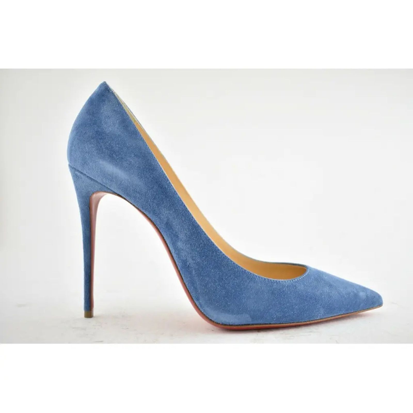 Christian Louboutin Kate 100 LAC Blue Suede Pointed Toe Classic Heel Pump 40.5 Size US 10.5 / IT 40.5 - 2 Thumbnail