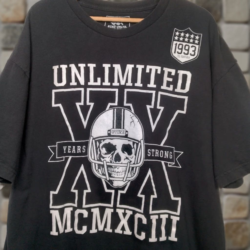 Ecko Unltd. VINTAGE ECKO UNLTD T-Shirt 2XL Black Skull Football Helmet Graphic Streetwear Mens Size US XXL / EU 58 / 5 - 1 Thumbnail