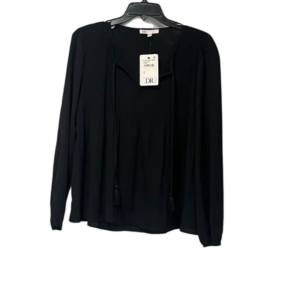 Other DR2 Women’s Plisse Peasant Top, Black, XS Size XS / US 0-2 / IT 36-38 - 9 Thumbnail