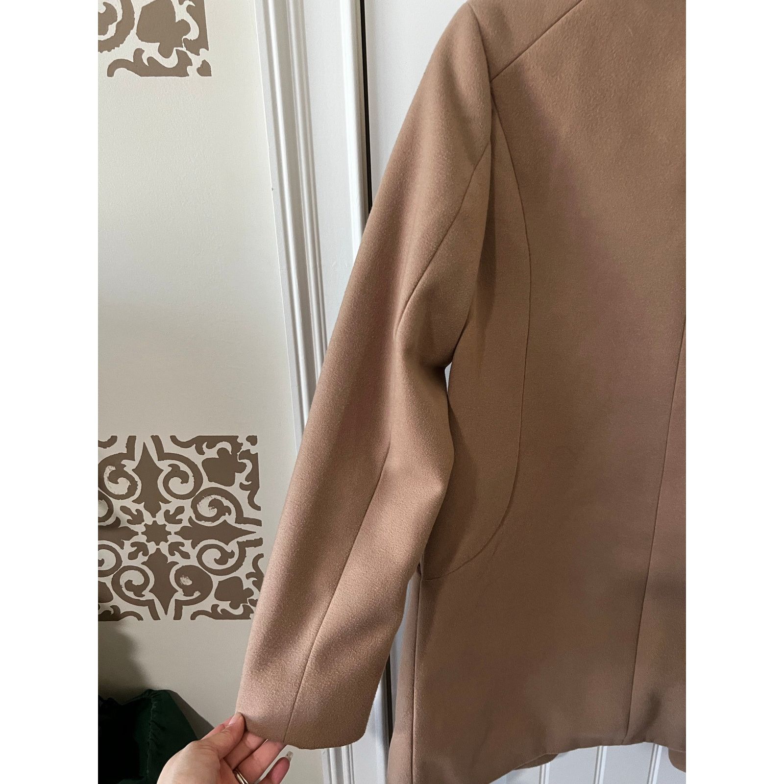 Covington Cocoon Long Tan Pea Coat Tweed Zip-up Jacket Pockets Medium Size M / US 6-8 / IT 42-44 - 14 Thumbnail