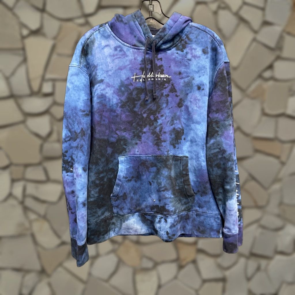 Hollister Men's Hoodie Regular Fit Tie Dye California M Blue - Main Image