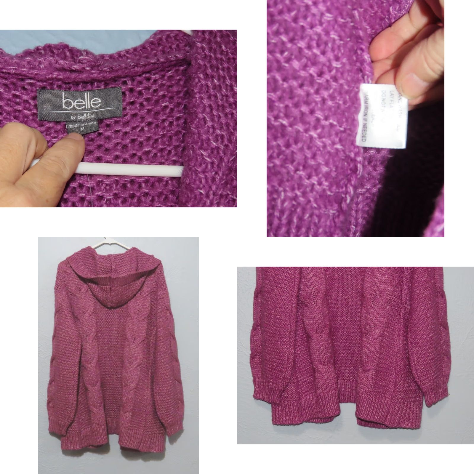 Vintage VINTAGE? Belle Belldini Women M Open Cardigan Sweater Mulberry Purple NWT Size M / US 6-8 / IT 42-44 - 8 Thumbnail