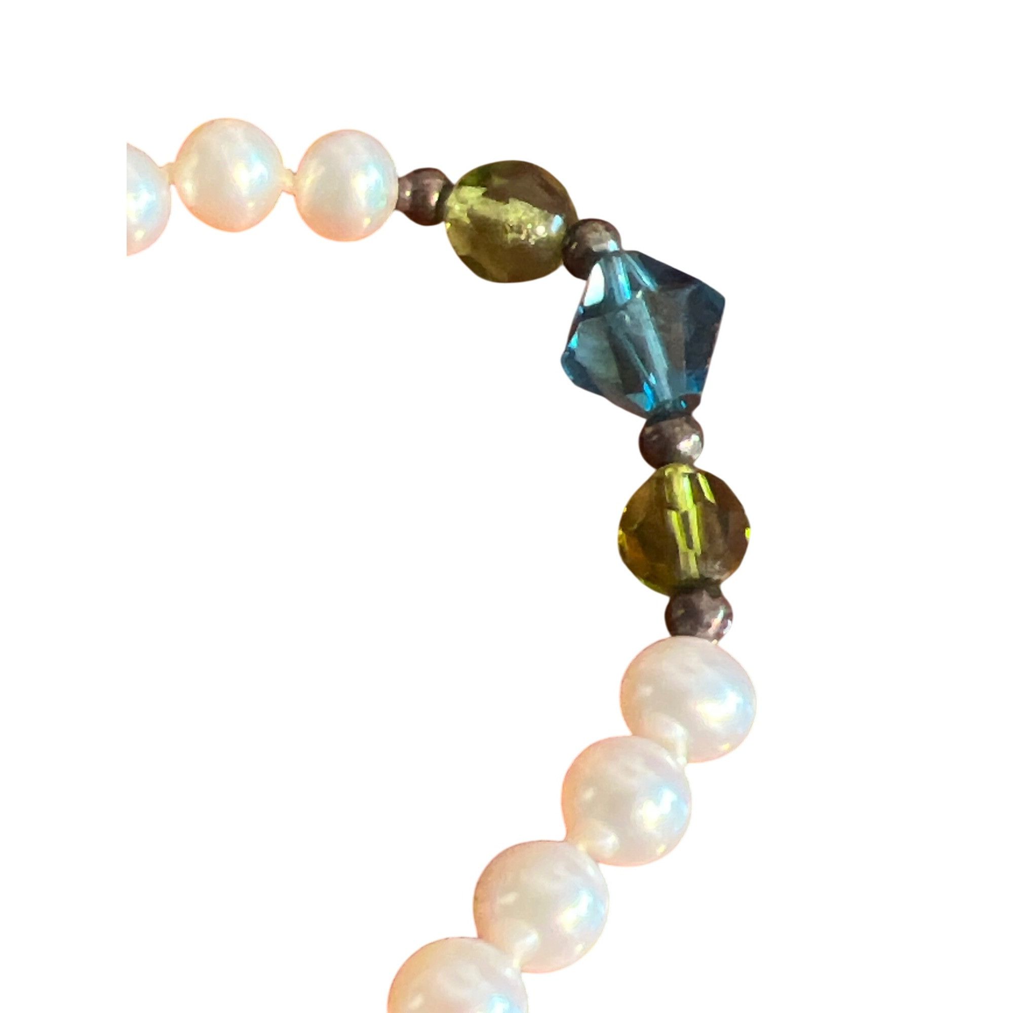 Other Vintage Sterling Silver Pearl Glass Crystal Bracelet Toggle Size ONE SIZE - 3 Thumbnail