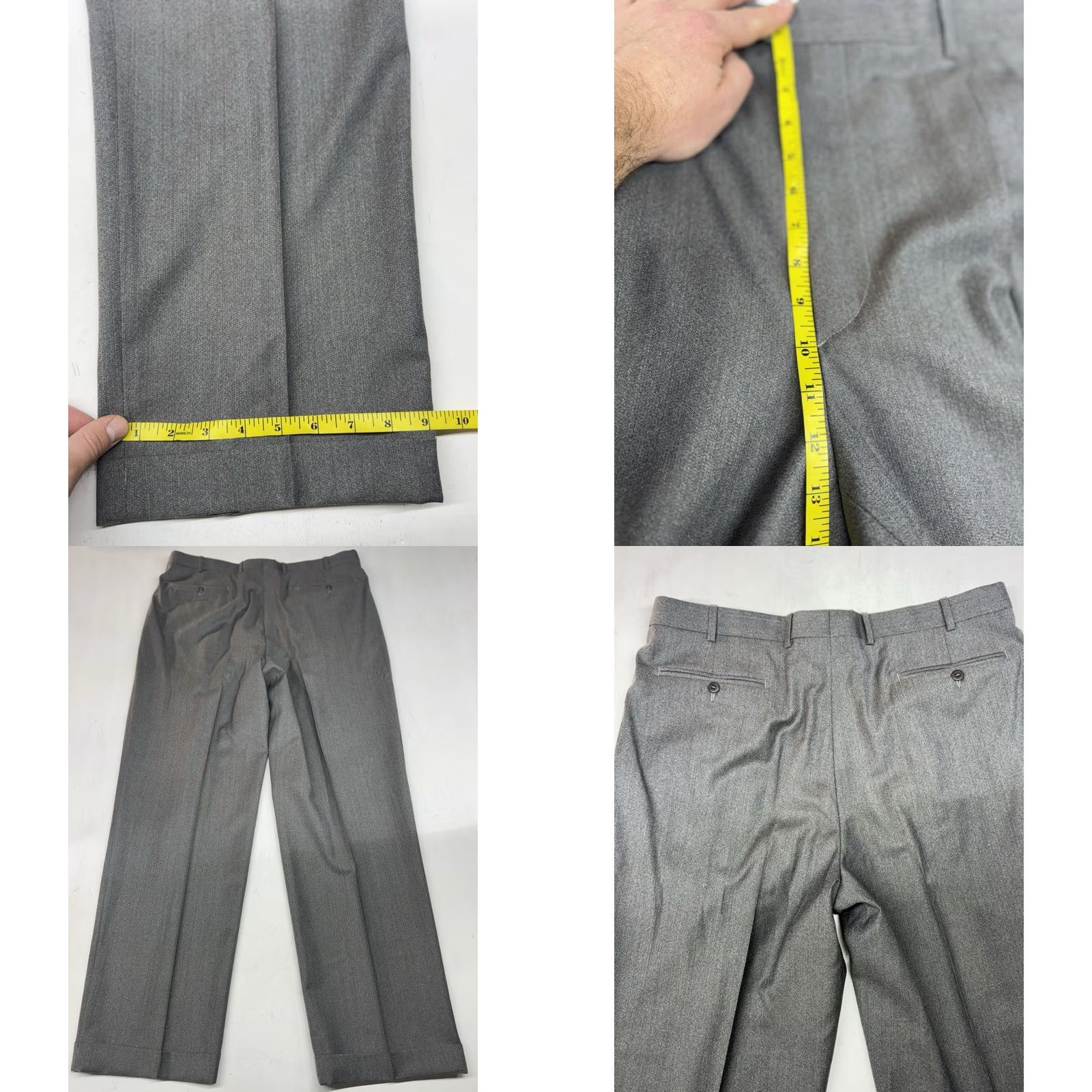 Zanella Zanella Austin Pleated Cuffed Wool Dress Pants Gray Mens 38x33 Regular Straight Stretch Belt Loops Pockets - 41 Size US 38 / EU 54 - 8 Thumbnail