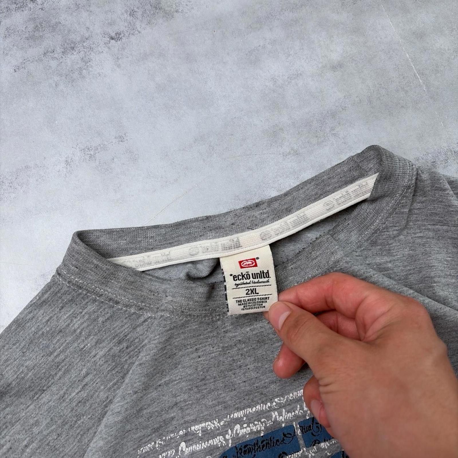 Ecko Unltd. Y2K Grey Ecko Unltd Grunge Distressed Skater T-Shirt Size US XXL / EU 58 / 5 - 6 Thumbnail