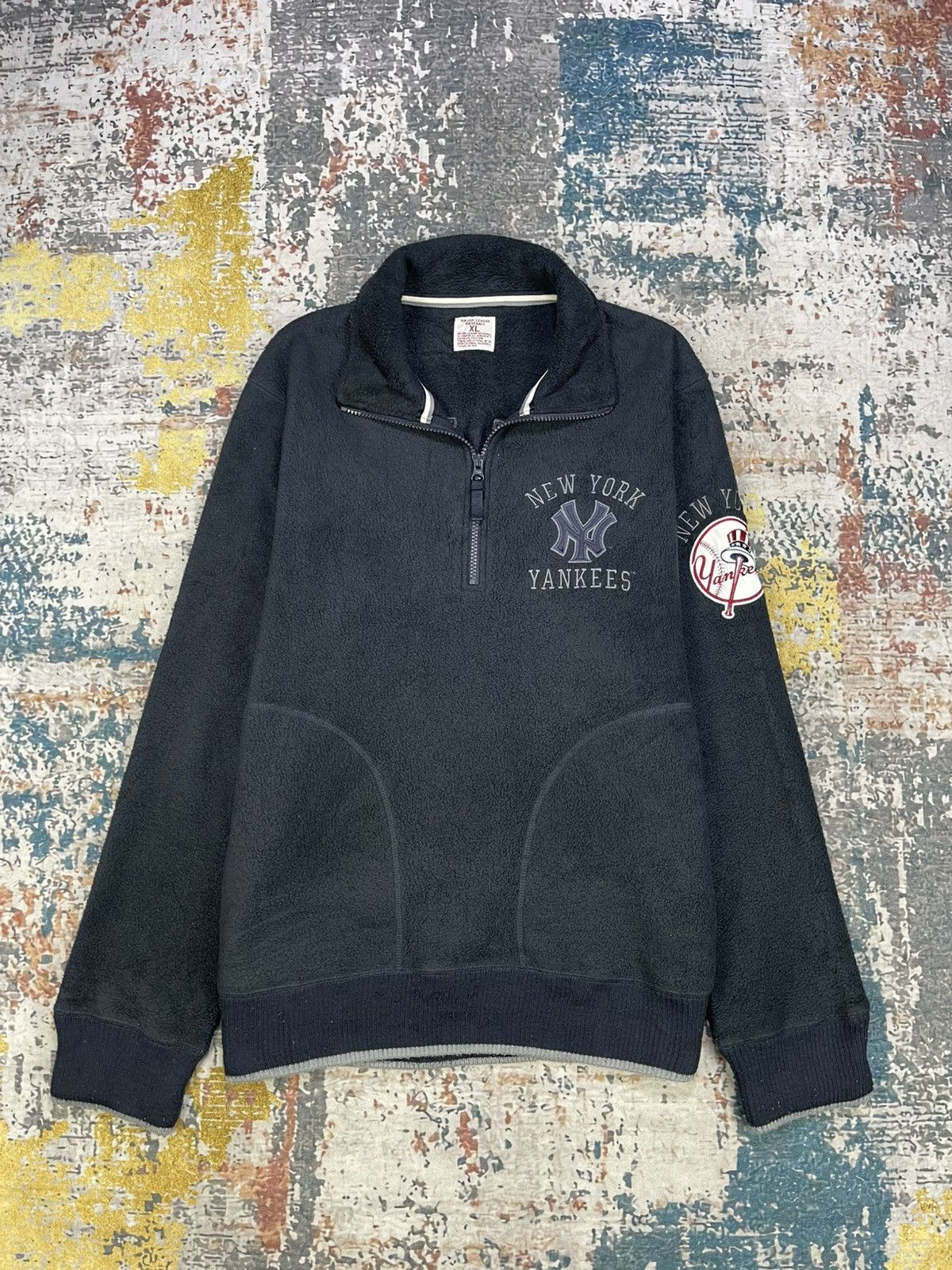 Vtg MLB x New York Yankees Half Zipper Pull Over
