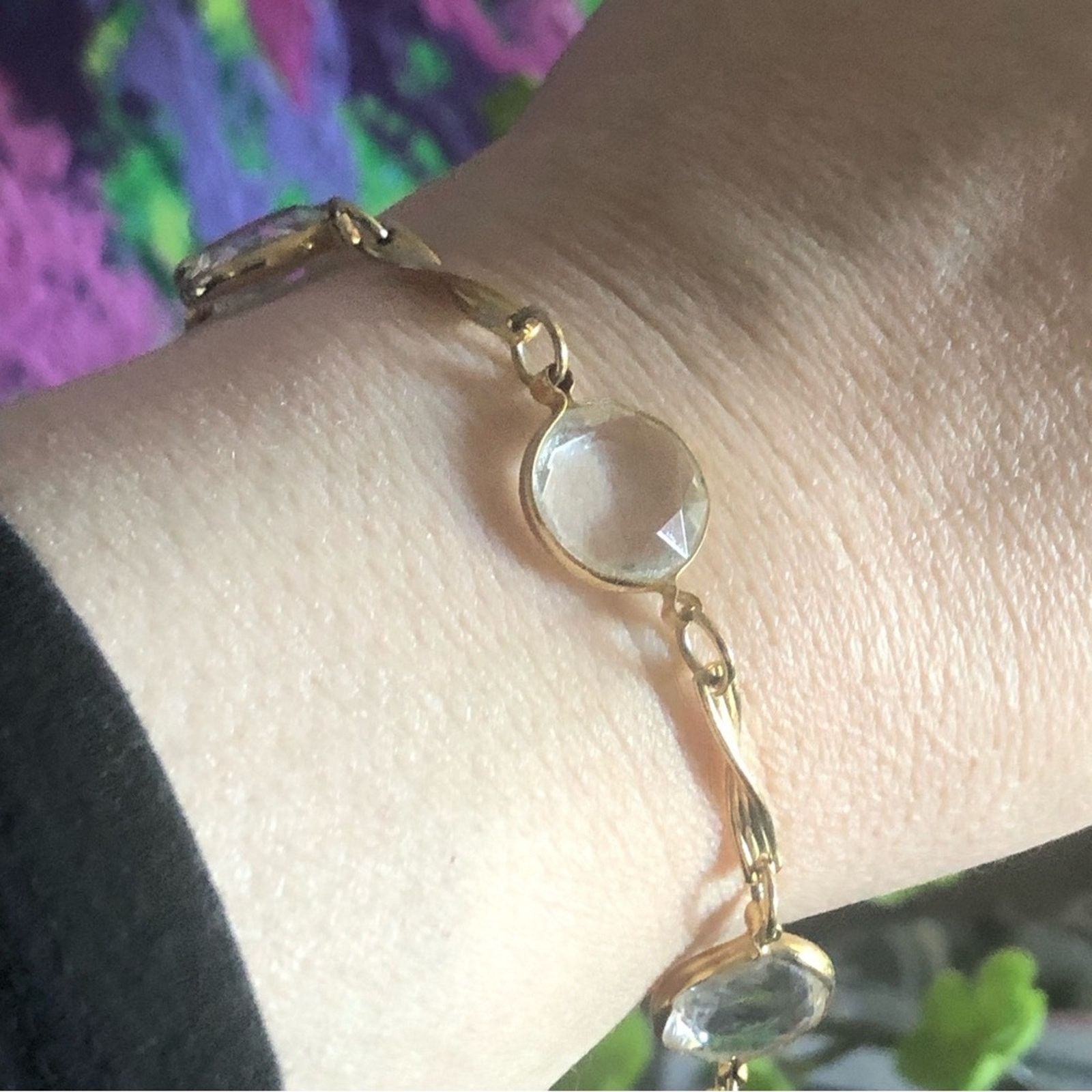Vintage Vintage twisted gold bar clear quartz bracelet Size ONE SIZE - 1 Thumbnail