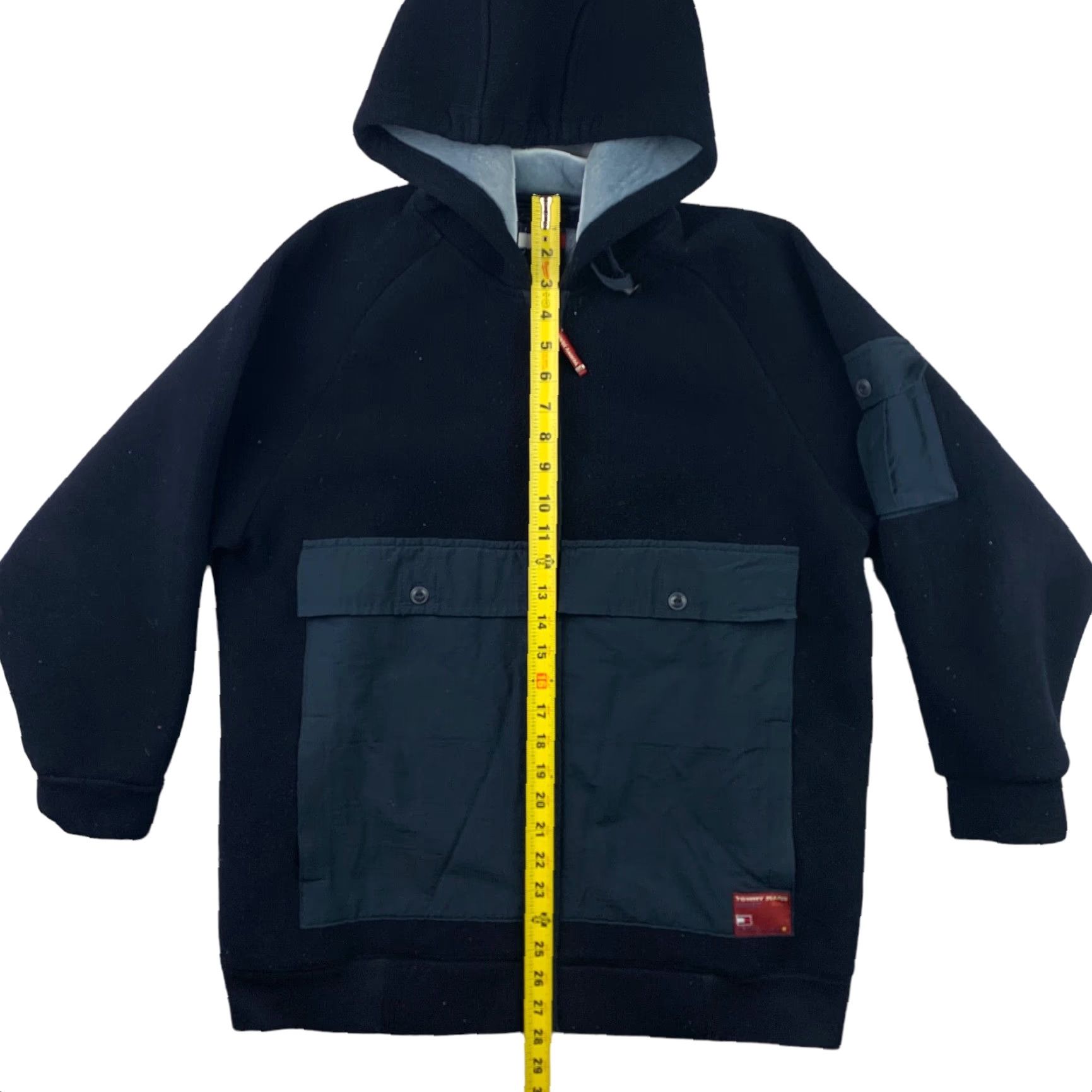 Tommy Hilfiger VTG Tommy Hilfiger Jeans Men’s Fleece Cargo Jacket Hooded Full Zip Blue Medium Size US 31 - 5 Thumbnail