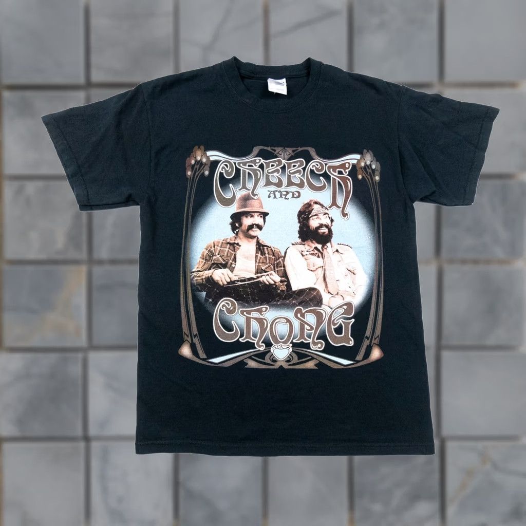 Gildan VINTAGE Cheech & Chong Shirt Mens Medium Black Comedy Tee Humor Funny Movie Y2K Size US M / EU 48-50 / 2 - 1 Thumbnail