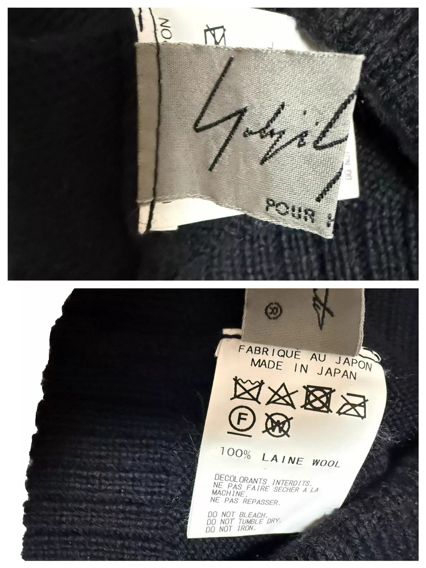 Yohji Yamamoto Yohji Yamamoto PH Wool 100% Black Beanie Car Embroidery Size ONE SIZE - 9 Thumbnail