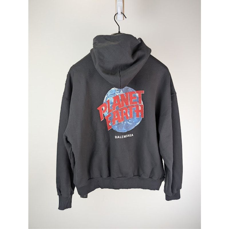 Balenciaga o1rshd1 Planet Earth Molleton Arch Zip-Up Hoodie in Black Size US M / EU 48-50 / 2 - 9 Thumbnail