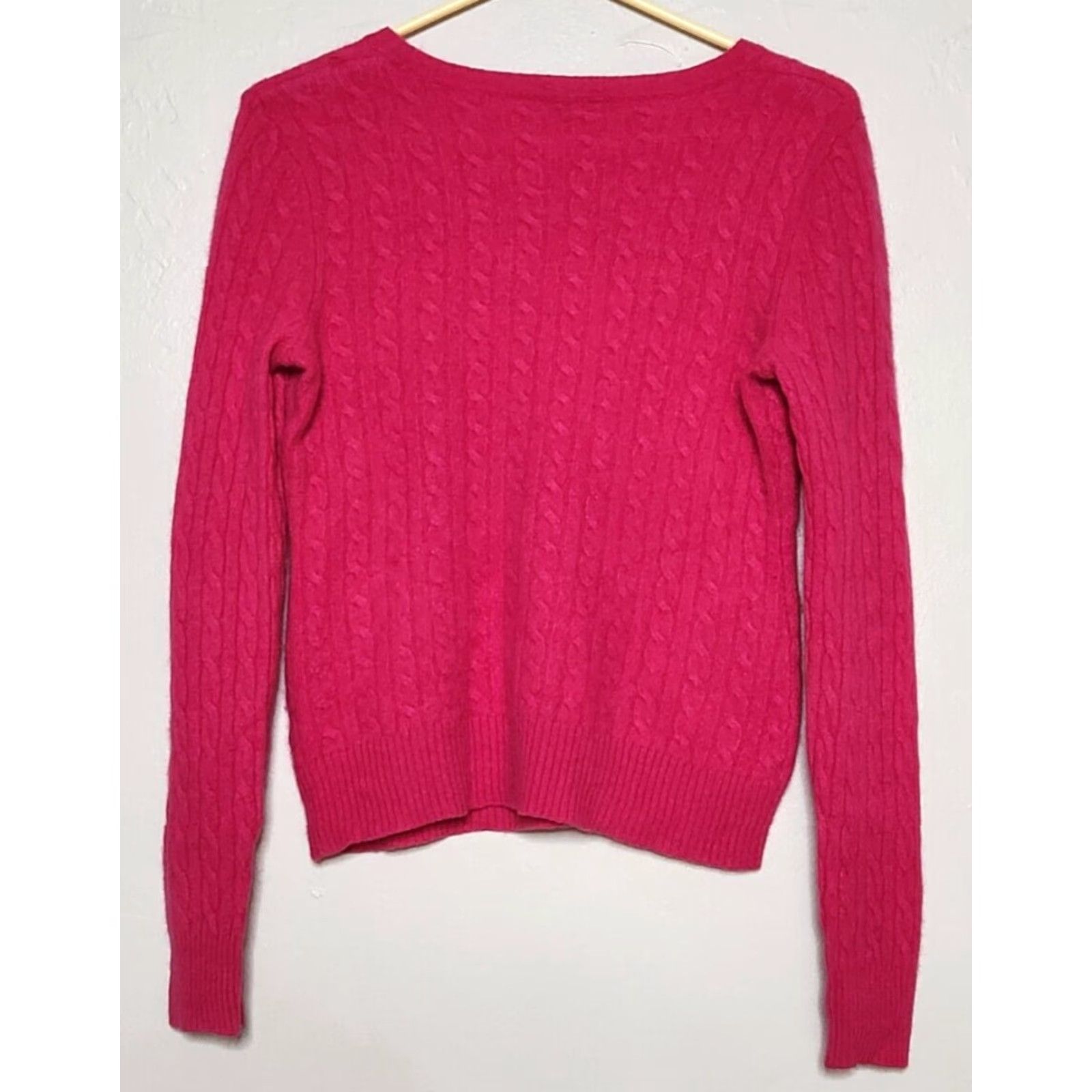 Vintage Antonio Melani Womens Sweater Pullover Cable-Knit 100% Cashmere Long Sleeve M Pink Size M / US 6-8 / IT 42-44 - 2 Thumbnail
