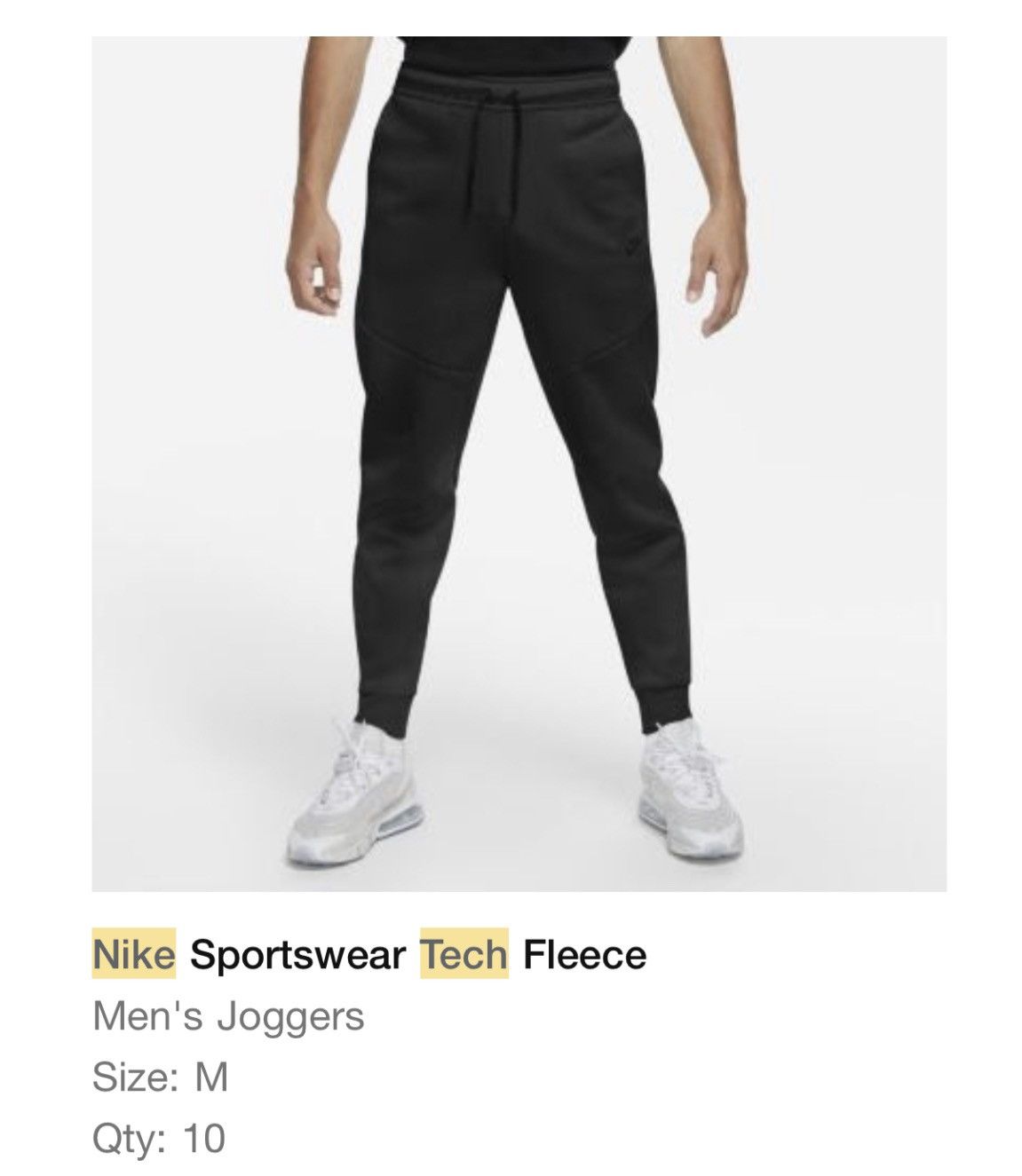 nike tech fleece pants black medium