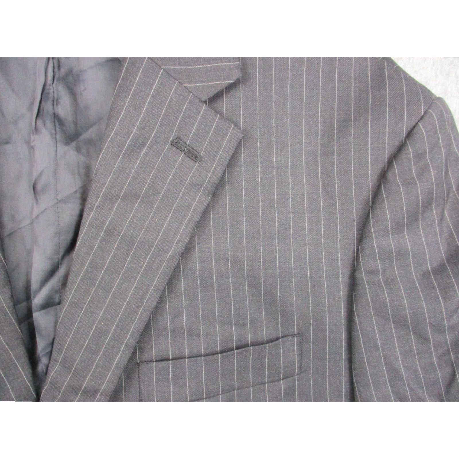 Ralph Lauren Lauren Ralph Lauren Blazer Mens 42S Gray Pinstripe Wool Suit Jacket Classic Jacket (Two-Button) Mens apparel Size 42R - 2 Thumbnail