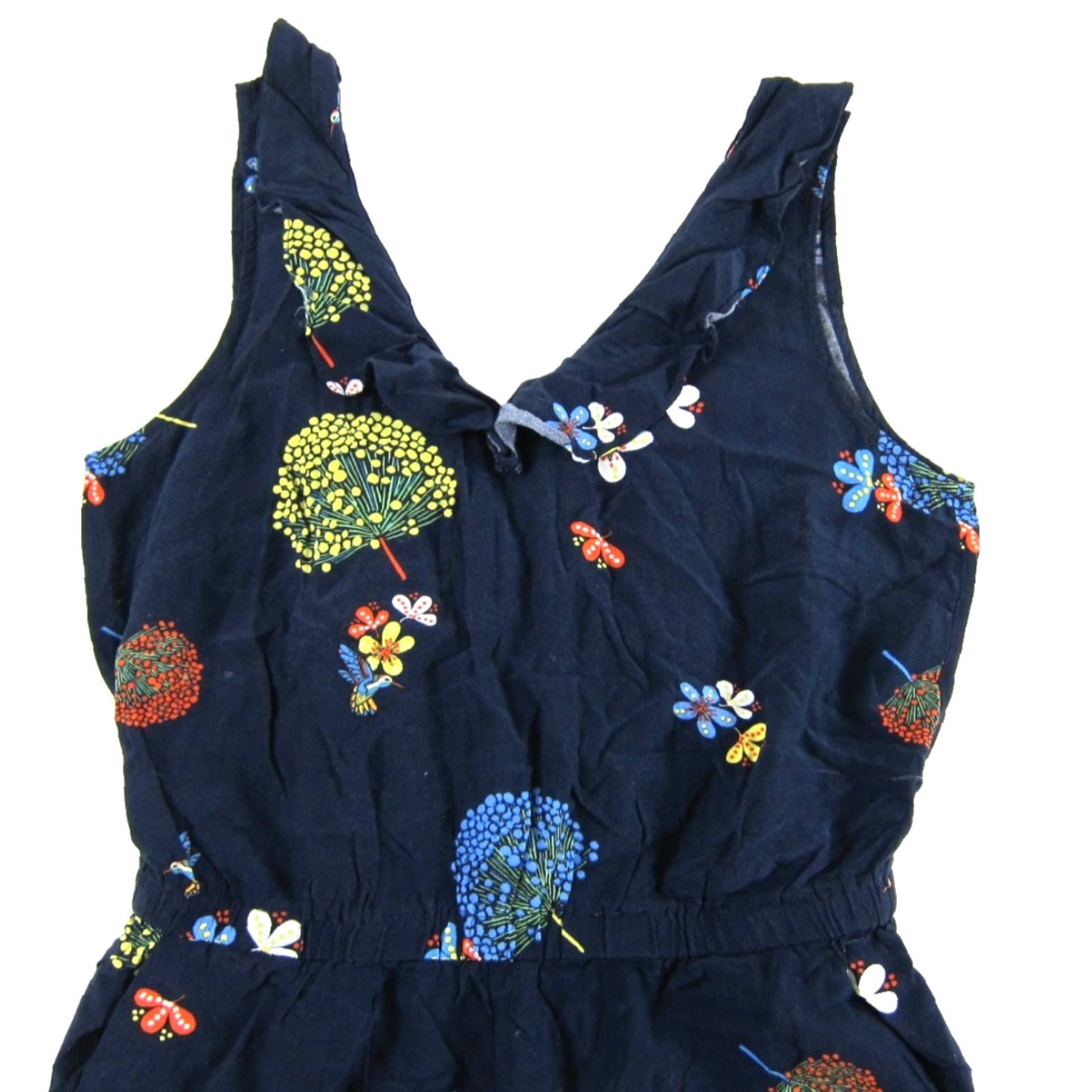 Ann Taylor Ann Taylor Loft Jumpsuit Womens 8 Floral Pocket Sleeveless V-Neck One-Piece Blue Rayon Size 30" / US 8 / IT 44 - 4 Thumbnail
