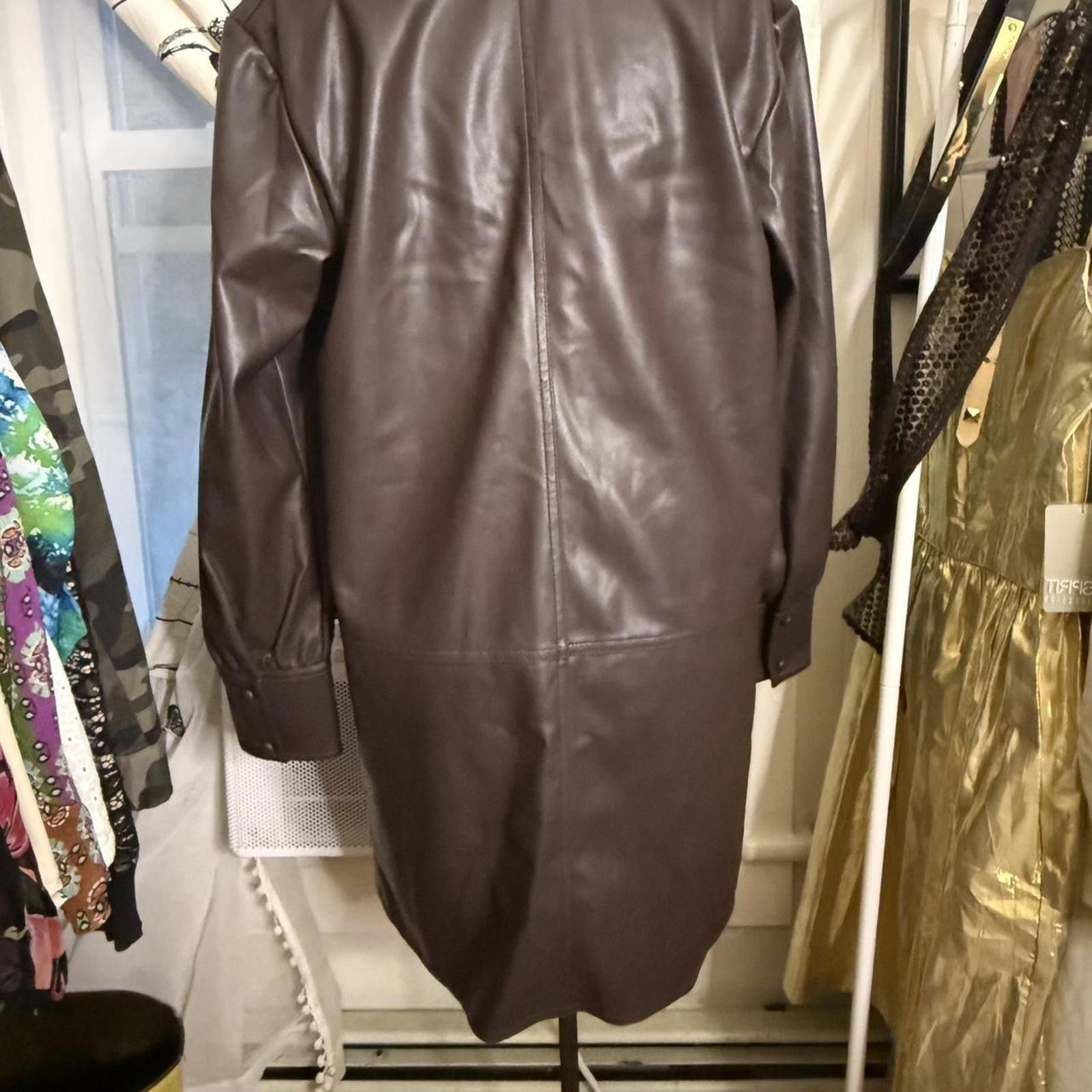 Rebecca Taylor Brown Vegan Leather Tunic Dress Size M