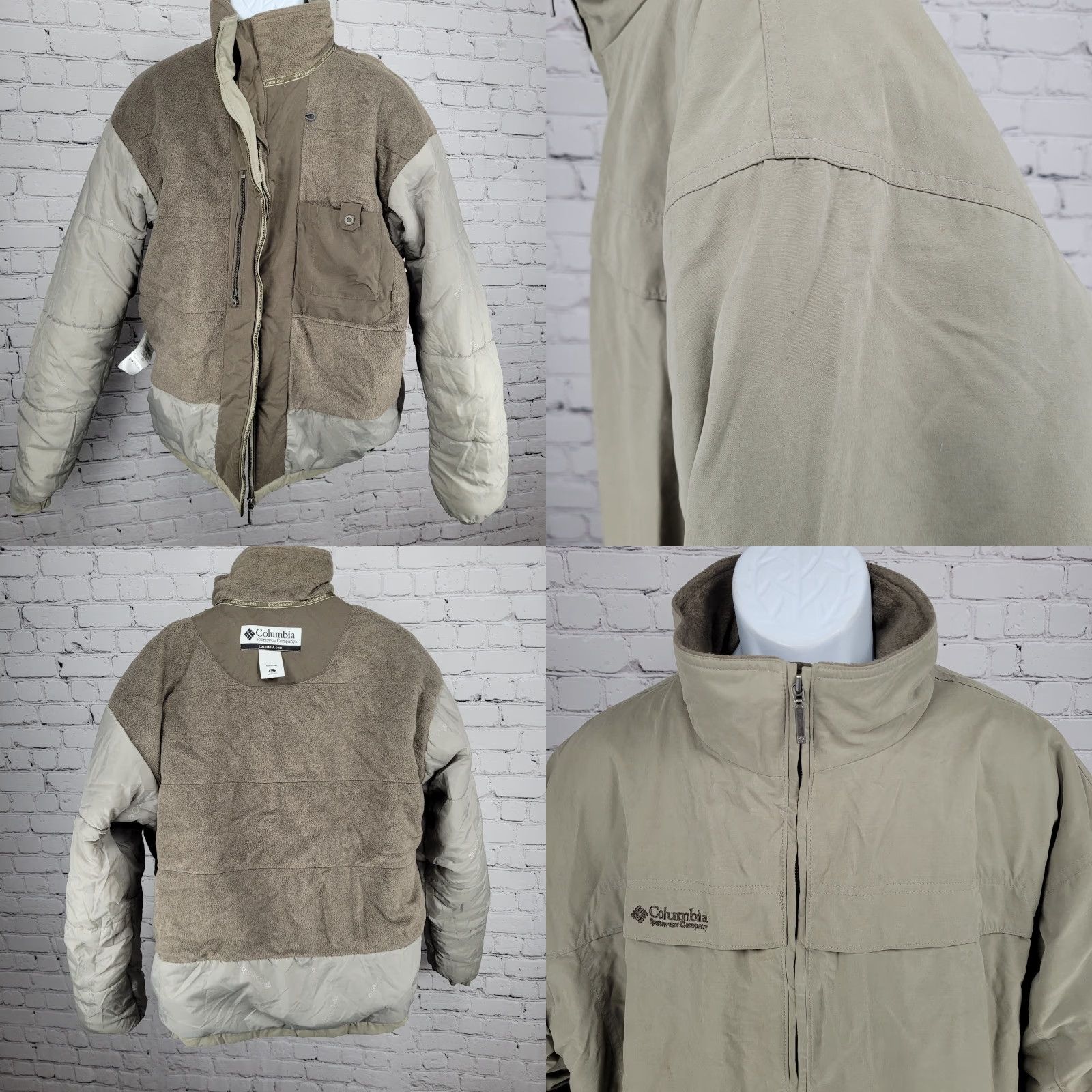 Vintage VINTAGE Columbia Beige Grey Microfiber Insulated Fleece Lined Inner Pockets Jacket XLT Size US XL / EU 56 / 4 - 8 Thumbnail