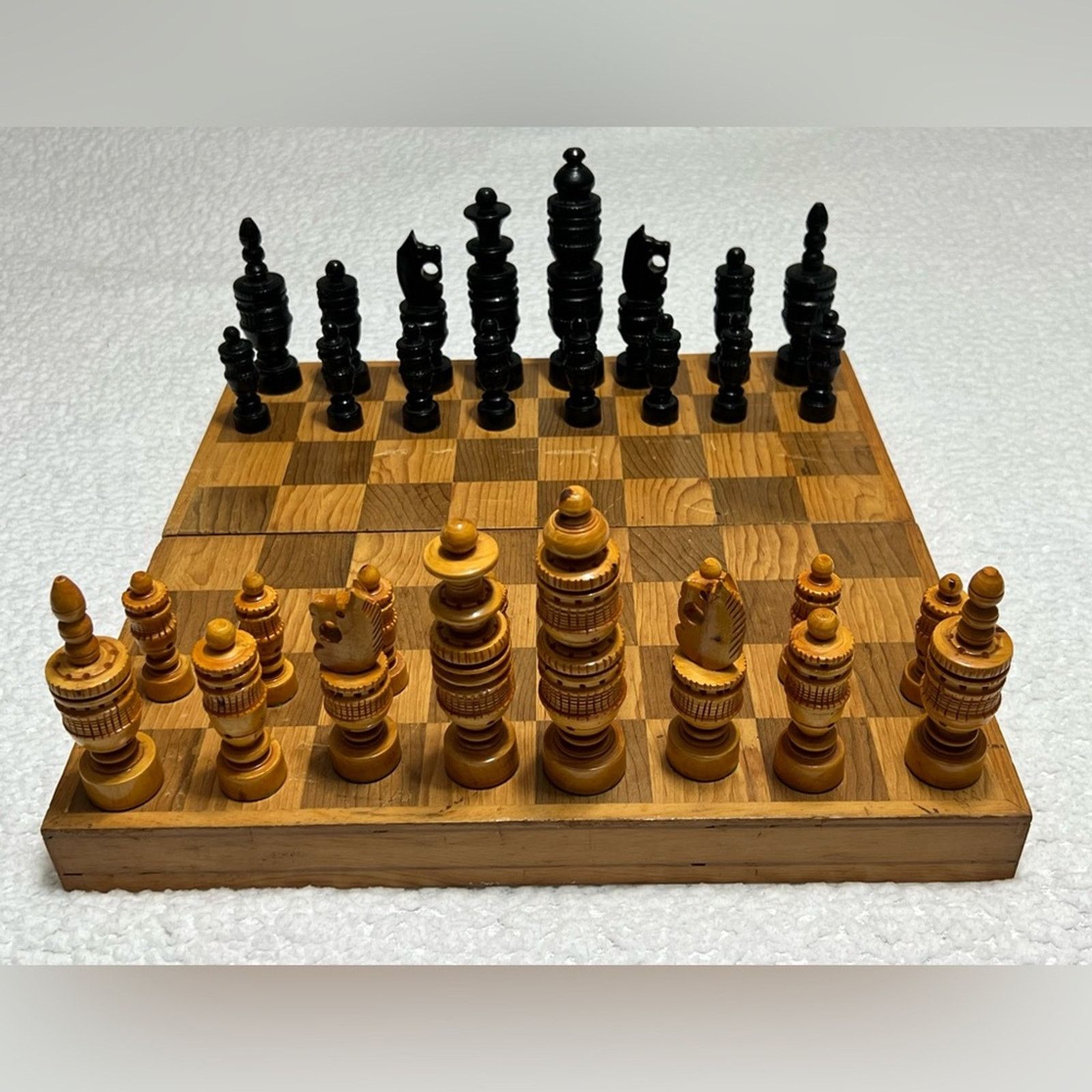Vintage Vintage 70’s 80’s Hand Carved Indian Wooden Chess Set & Box Size ONE SIZE - 2 Thumbnail
