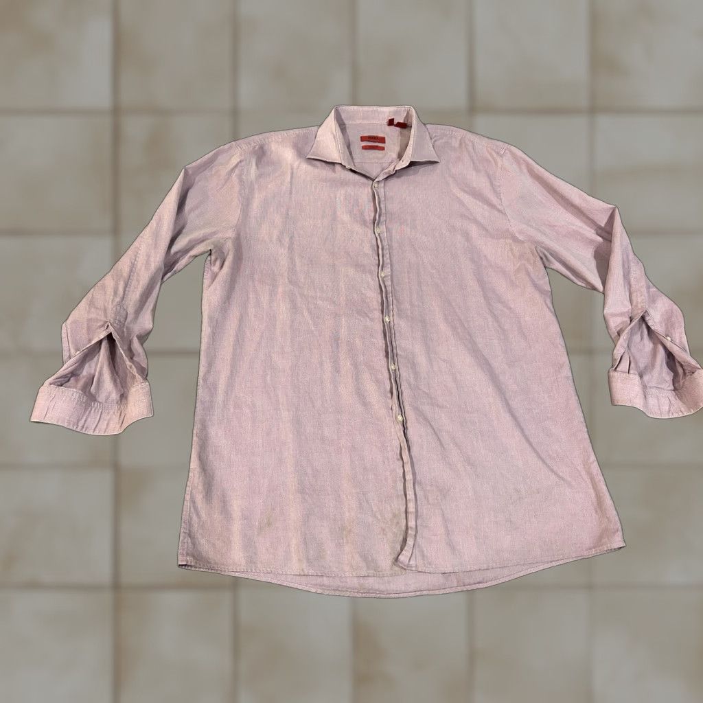 Hugo Boss HUGO BOSS Shirt Mens 17.5 34/35 Purple Modern Fit Long Sleeve Dress Button Down Shirt Size 48R - 1 Thumbnail