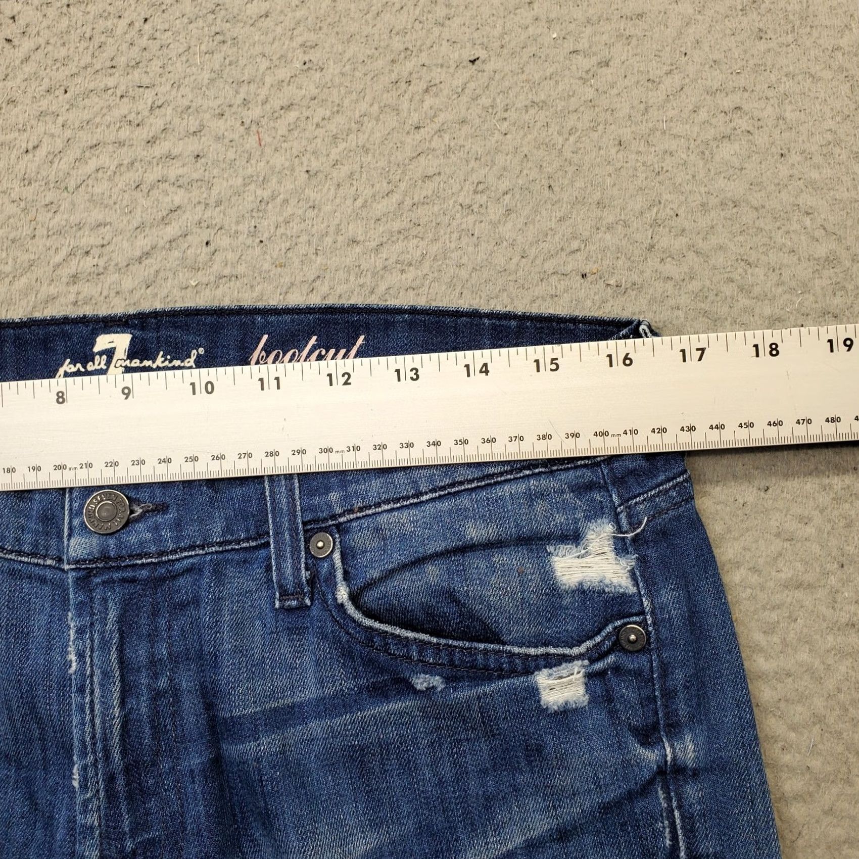 7 For All Mankind 7 for All Mankind Bootcut Jeans Womens 31 Blue Denim Faded Whiskered Distressed Size 24" / US 00 / IT 34 - 6 Thumbnail