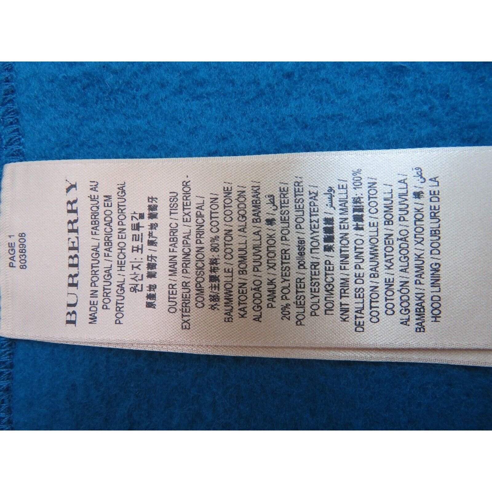 Burberry BURBERRY CLAREDON BLUE COTTON NOVA CHECK LOGO HOODIE XL Size US XL / EU 56 / 4 - 8 Thumbnail