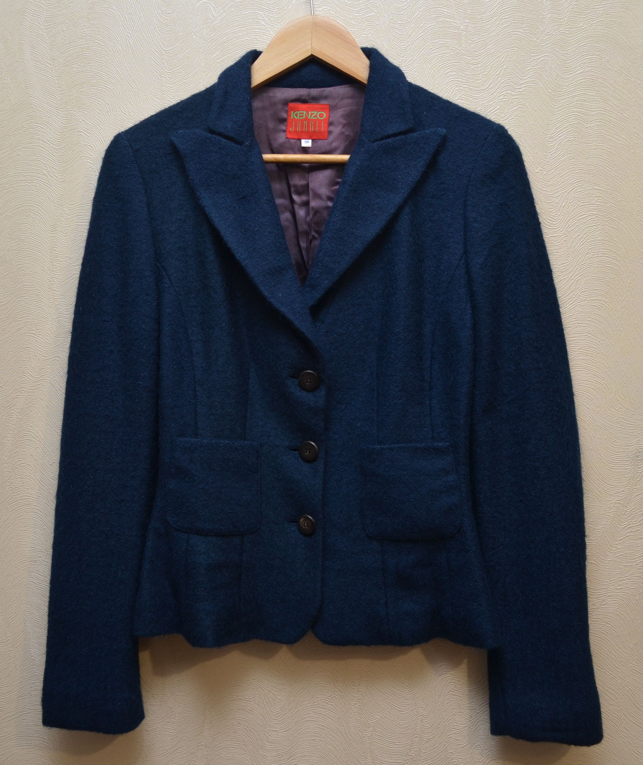 Kenzo Kenzo Jungle Navy Mohair Blend Blazer Jacket Size FR36 / XS Size XS / US 0-2 / IT 36-38 - 1 Thumbnail