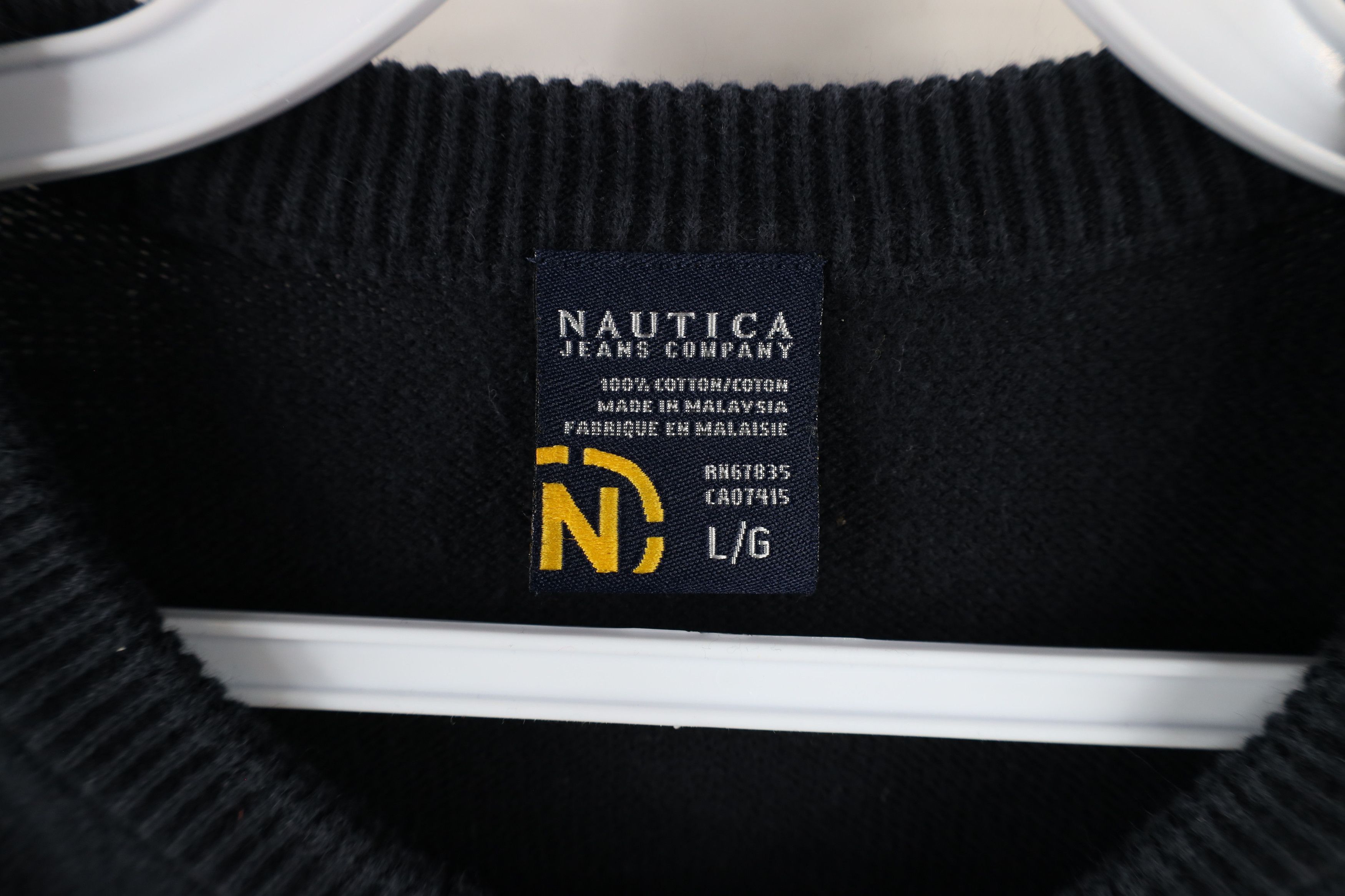 Nautica × Vintage Vintage 90s Nautica Spell Out Striped Knit Crewneck Sweater Size US L / EU 52-54 / 3 - 5 Thumbnail
