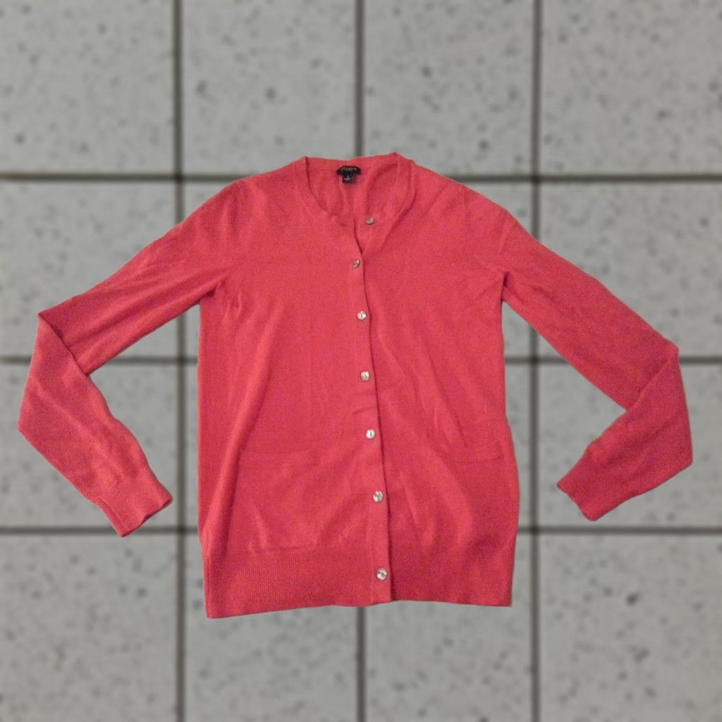 Ann Taylor Womens Ann Taylor Sweater Jacket Wool Orange Small S Merino Wool Shirt/ Sweater Womens Size S / US 4 / IT 40 - 1 Thumbnail