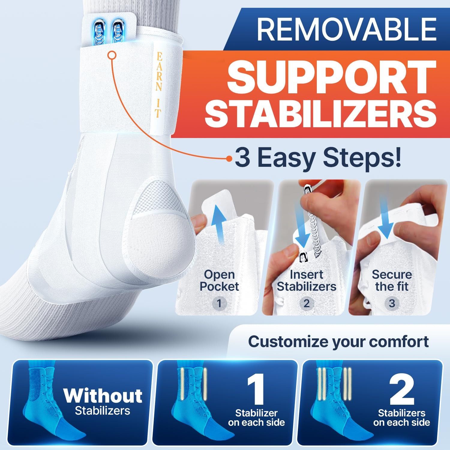 Other Breathable Ankle Brace for Support Sprained Ankle White Size Size US 11.5 / EU 44-45 - 2 Thumbnail