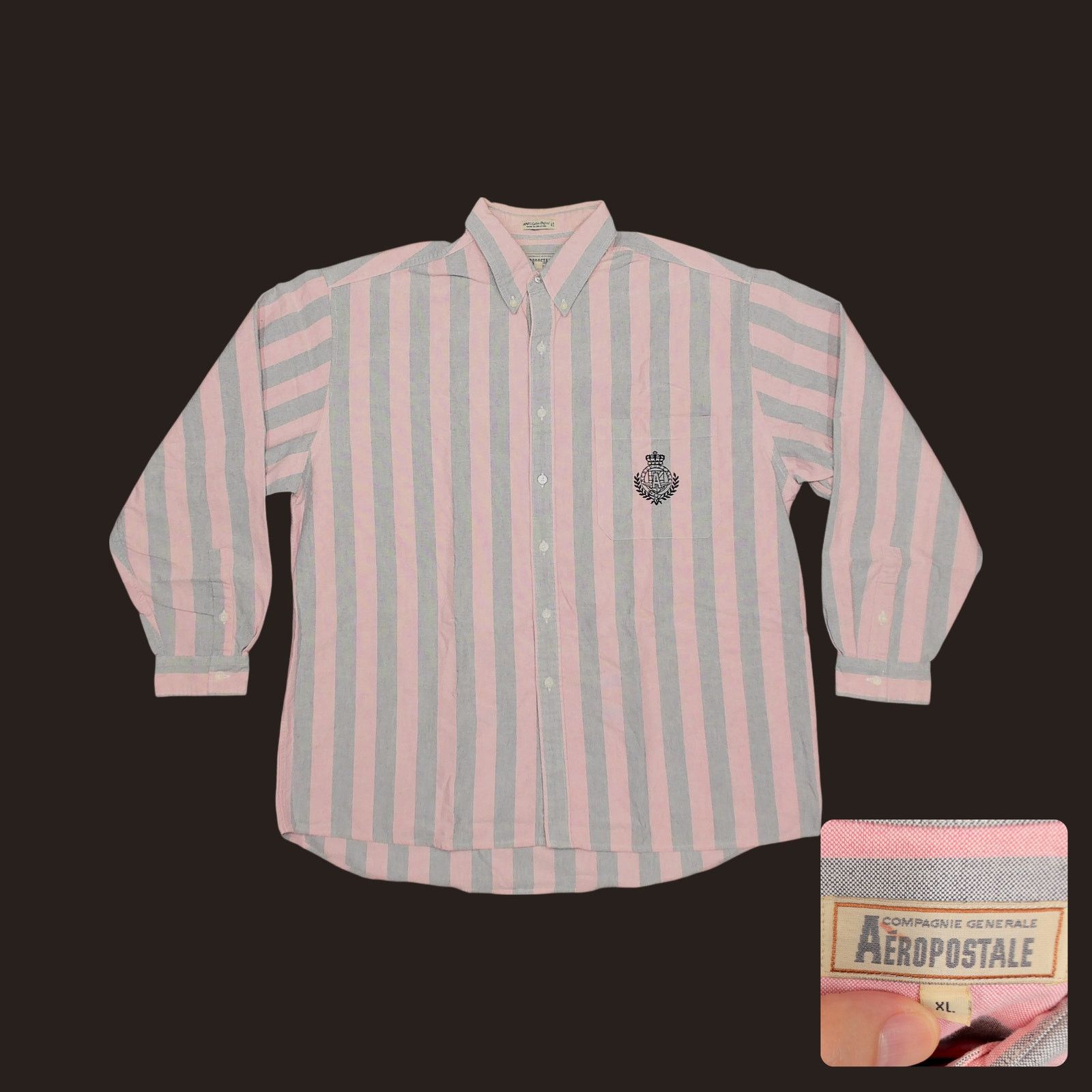 Aeropostale Vintage | Y2K Boxy Pink Striped Heavy oxford Overshirt Size US XL / EU 56 / 4 - 1 Thumbnail