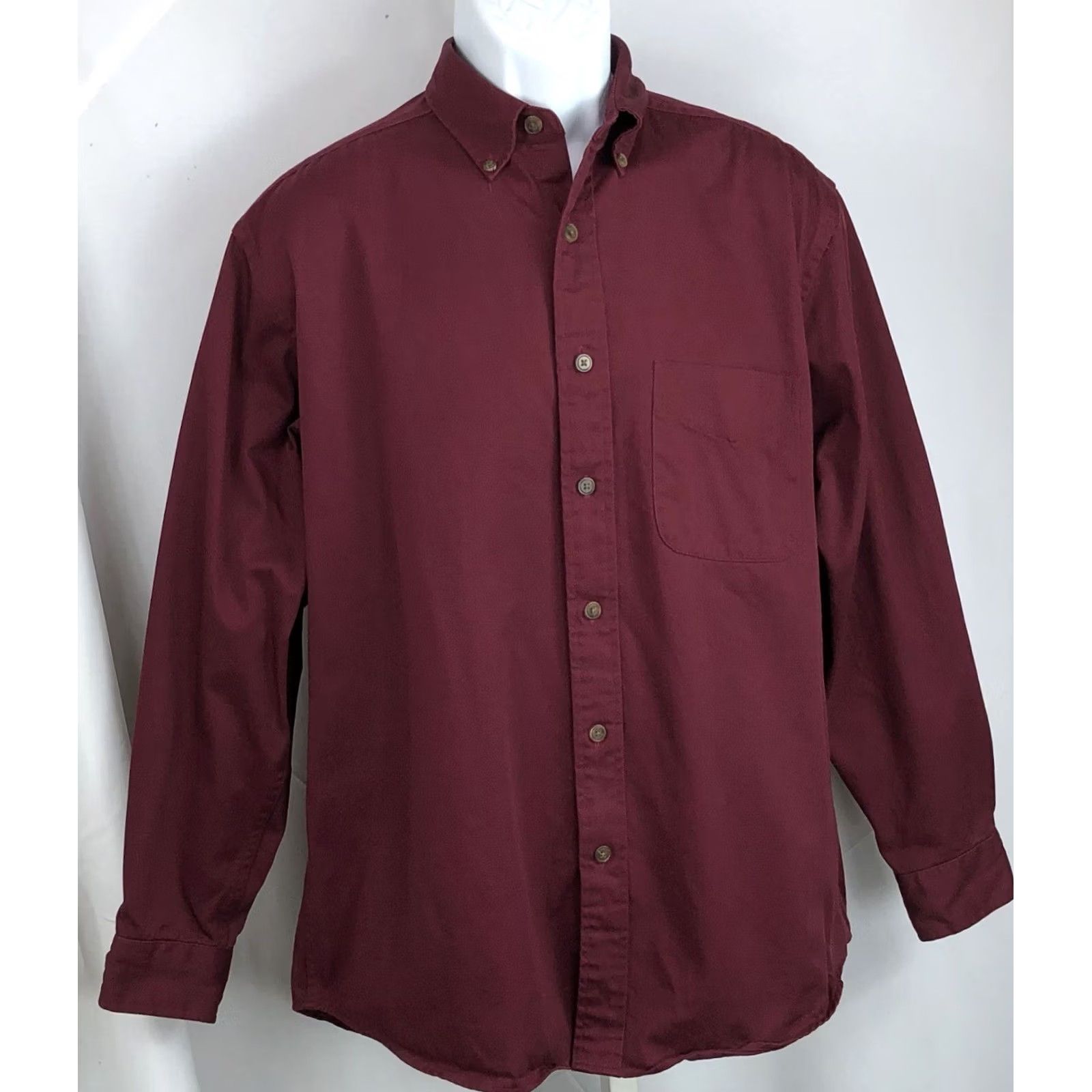 Vintage R&R Outdoors Shirt M Burgundy Button Up Long Sleeve Pocket Collar Twill Poplin Size US M / EU 48-50 / 2 - 5 Thumbnail