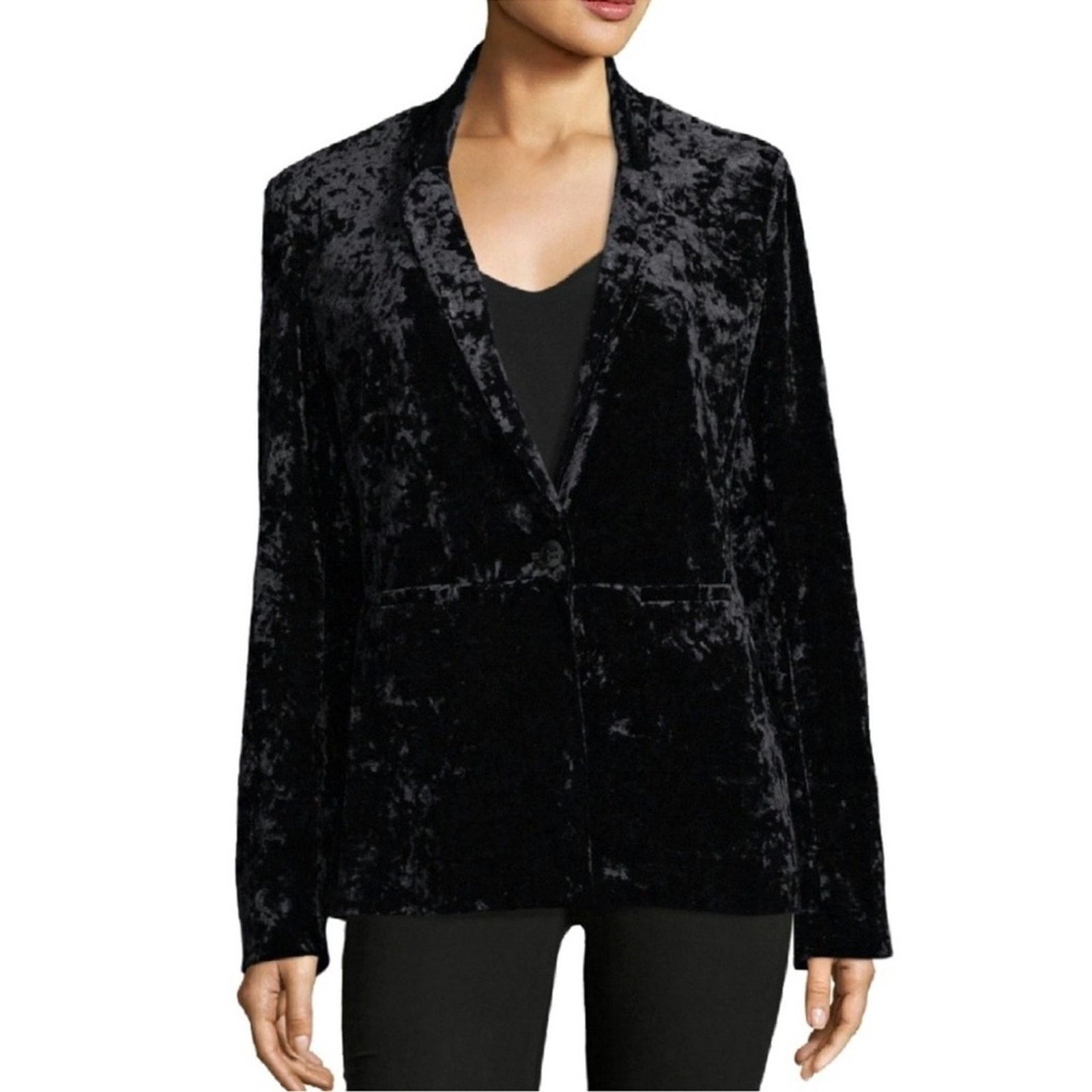Sanctuary Sanctuary Formal Crushed Velvet Blazer Jacket Black Size L Size L / US 10 / IT 46 - 1 Thumbnail