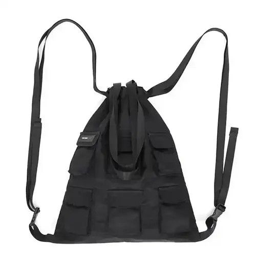 Avant Garde x Bag Two Way Multi-Pocket Utility Grunge Backpack Tote Bag in Black, Men's