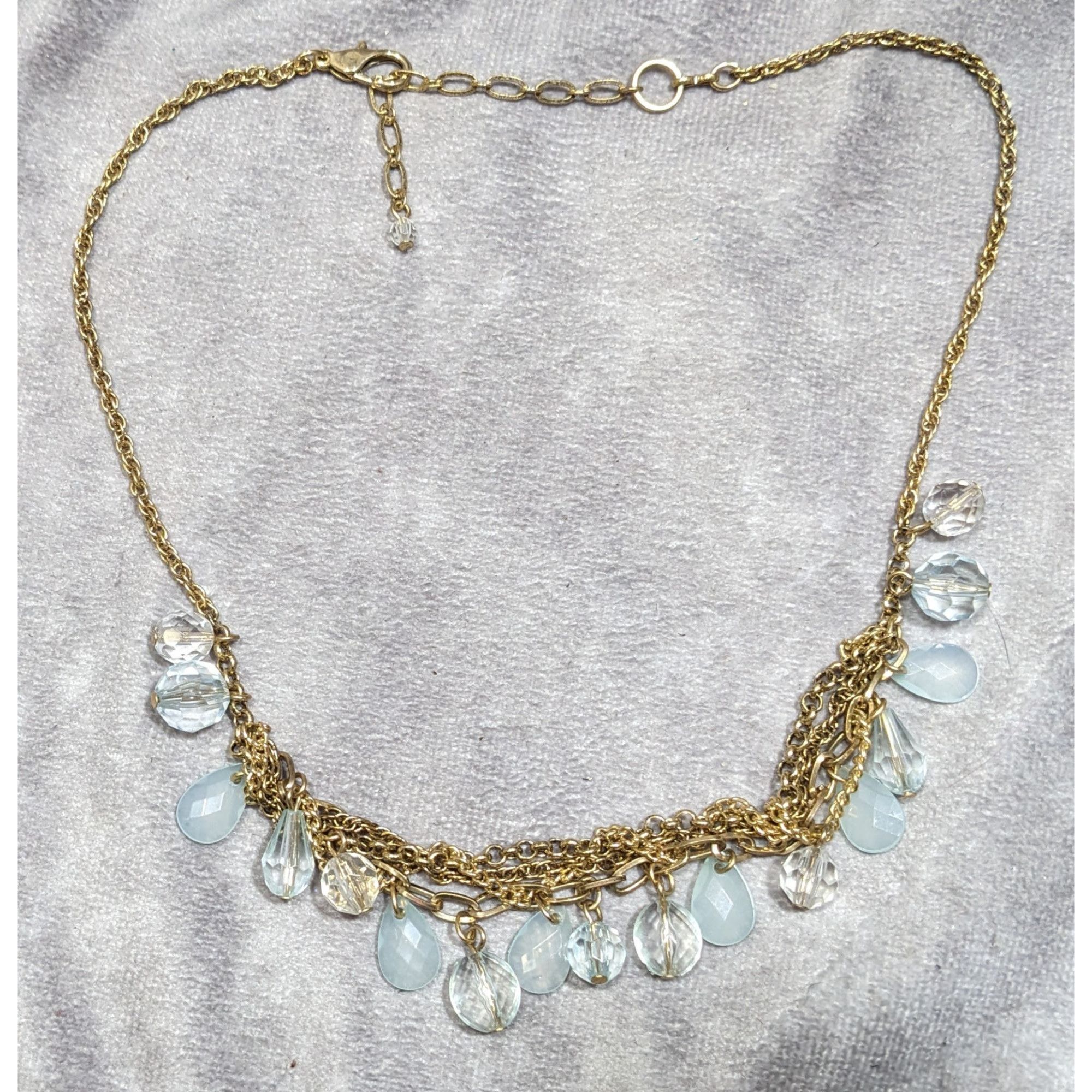 Other Teardrop White And Clear Gemmed Fringe Necklace On Gold Tone Size ONE SIZE - 4 Thumbnail
