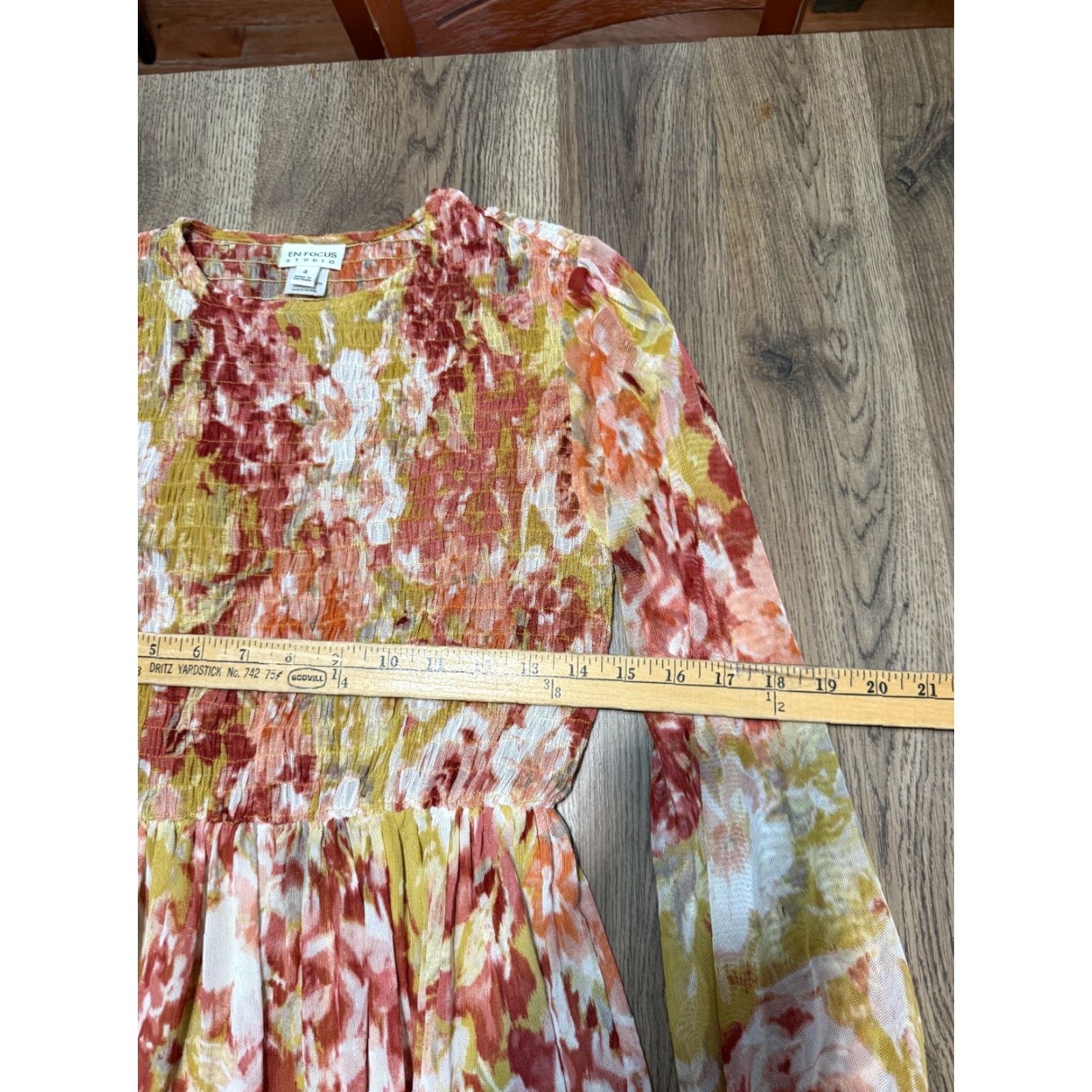 Vintage Enfocus Studio Dress Women's Size 4 Pink Yellow White Long Sleeve Dress Size S / US 4 / IT 40 - 3 Thumbnail