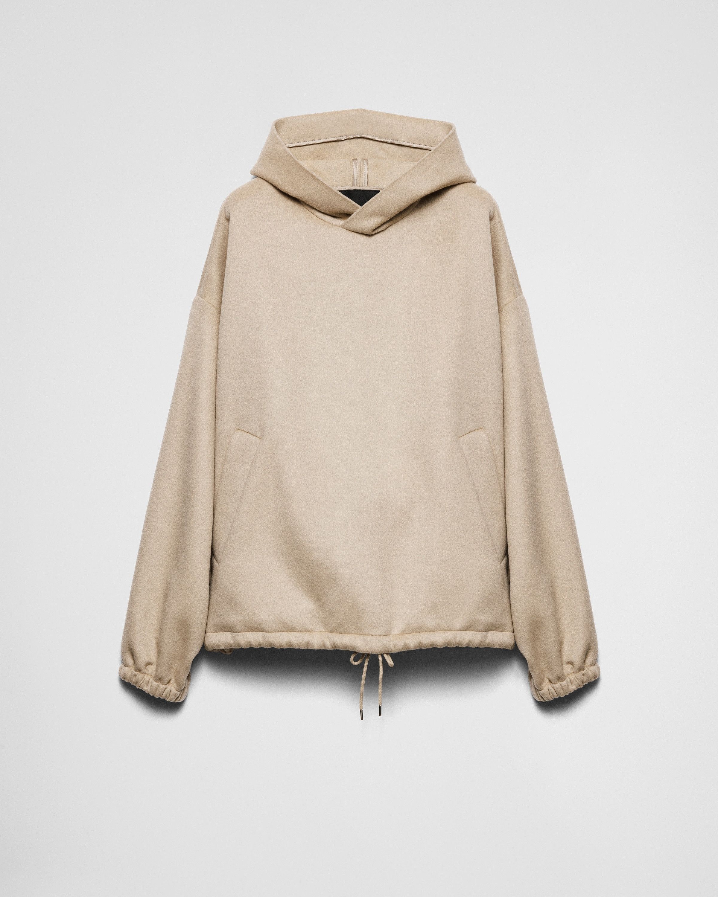 Prada o1bcso1str1025 Cashgora Wool Blend Hoodie Jacket in Beige Size US L / EU 52-54 / 3 - 1 Thumbnail