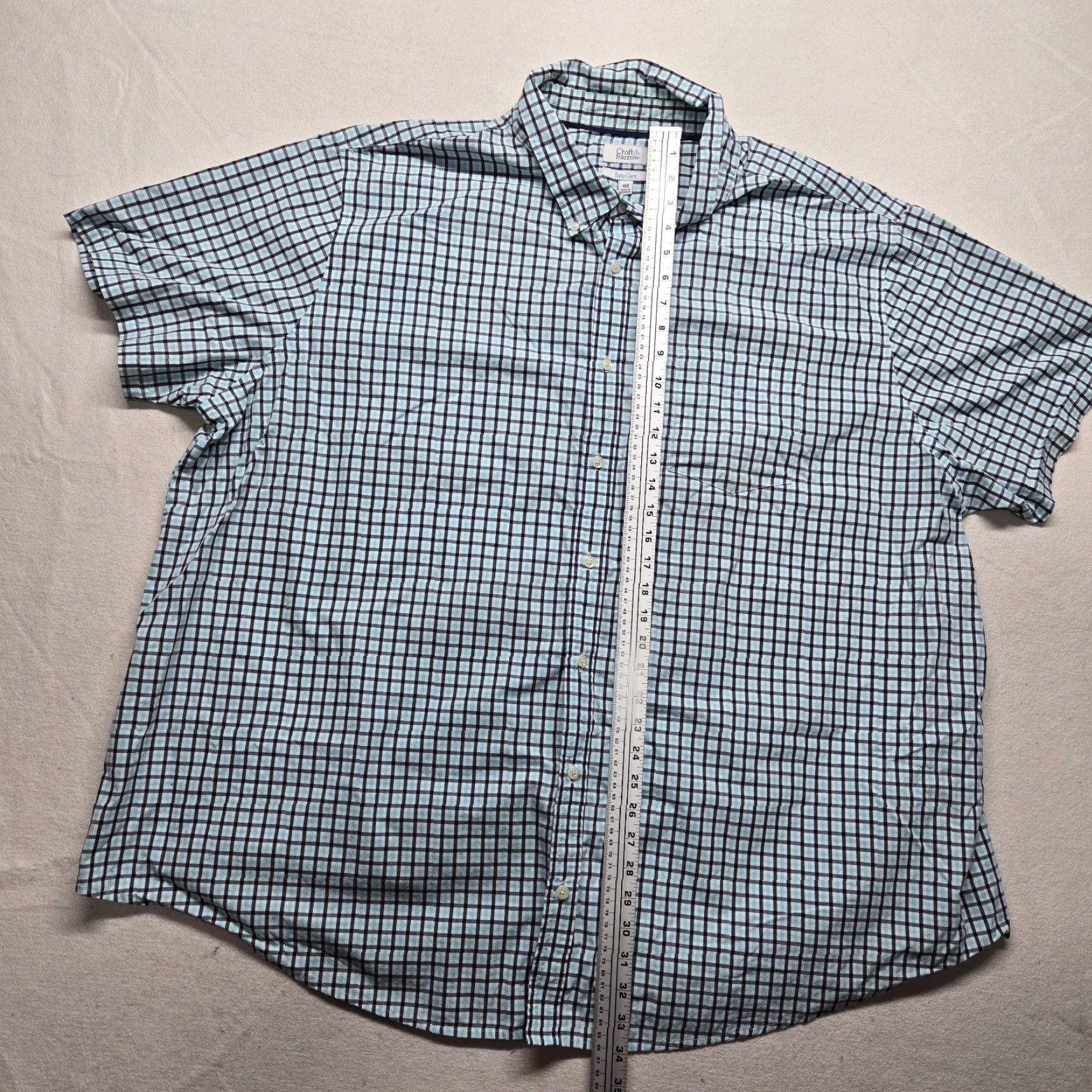 Croft & Barrow Croft & Barrow Shirt Blue Plaid Short Sleeve Button-Up Adult Men 4XB Easy Care Comfortable Casual Button-Down Classic Size US XXL / EU 58 / 5 - 6 Thumbnail
