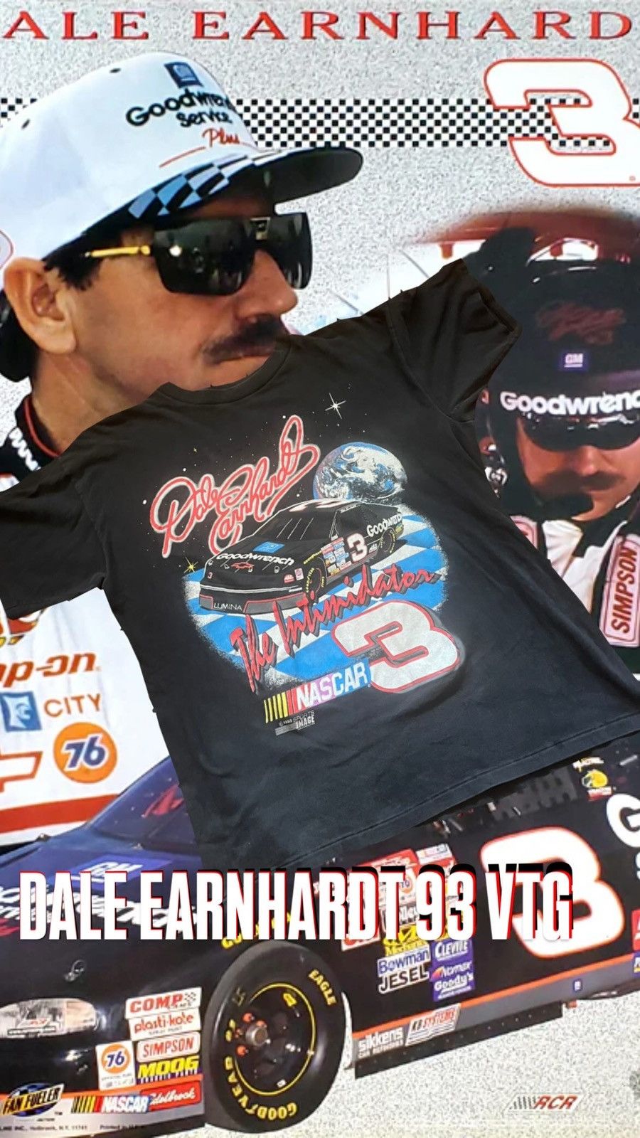 NASCAR VTG 1993 Dale Earnhardt Intimidator Black Sports Image Size US M / EU 48-50 / 2 - 1 Thumbnail