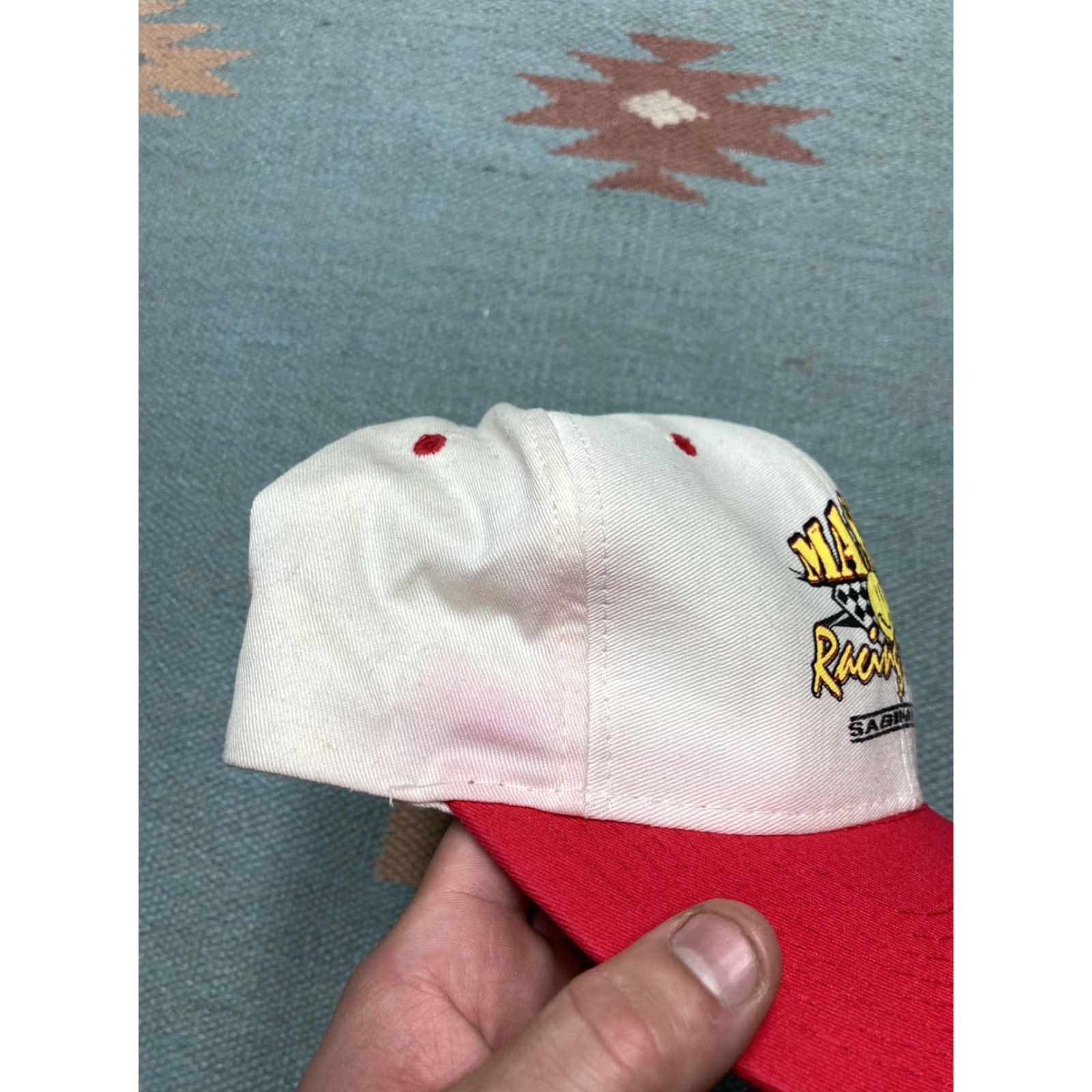 Vintage VINTAGE SnapBack hat cap Masud racing team Saginaw Michigan smiley face 90s Mens Adjustable White Snapback 90s Mens Size ONE SIZE - 3 Thumbnail