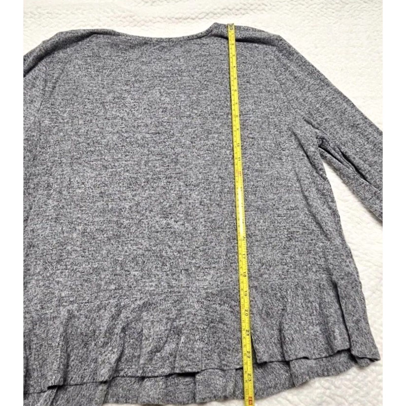 Bell Liberty Love Women's Top Blouse Gray XL Bell Sleeve Pullover Casual Ruffle Hem Comfy Basic Size XL / US 12-14 / IT 48-50 - 4 Thumbnail