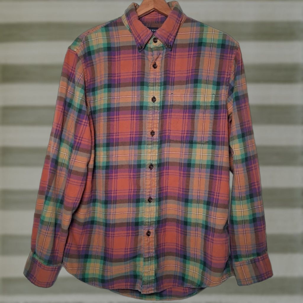 Lands' End Lands' End Flannel Shirt Men M 15-15 1/2 Rust Green Purple Button Down Workwear Plaid Long Sleeve Casual Size US M / EU 48-50 / 2 - 1 Thumbnail
